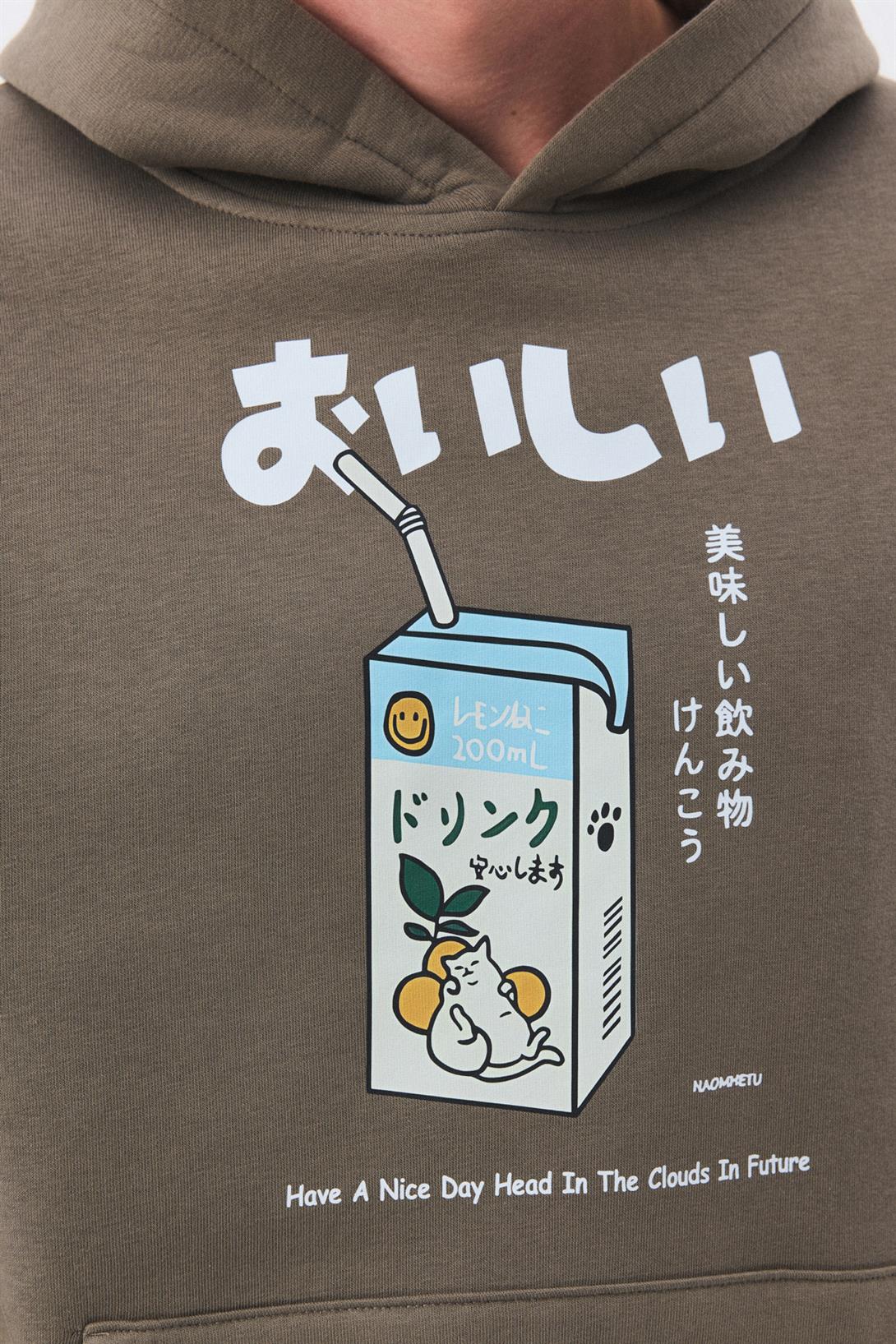 Unisex Cat Lemon Juice Sweatshirt Antrasit