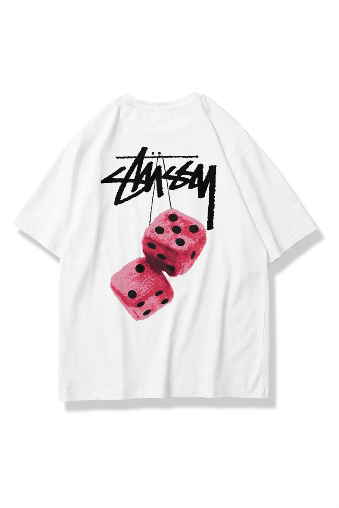 Unisex Stüssy Zar Tshirt Beyaz