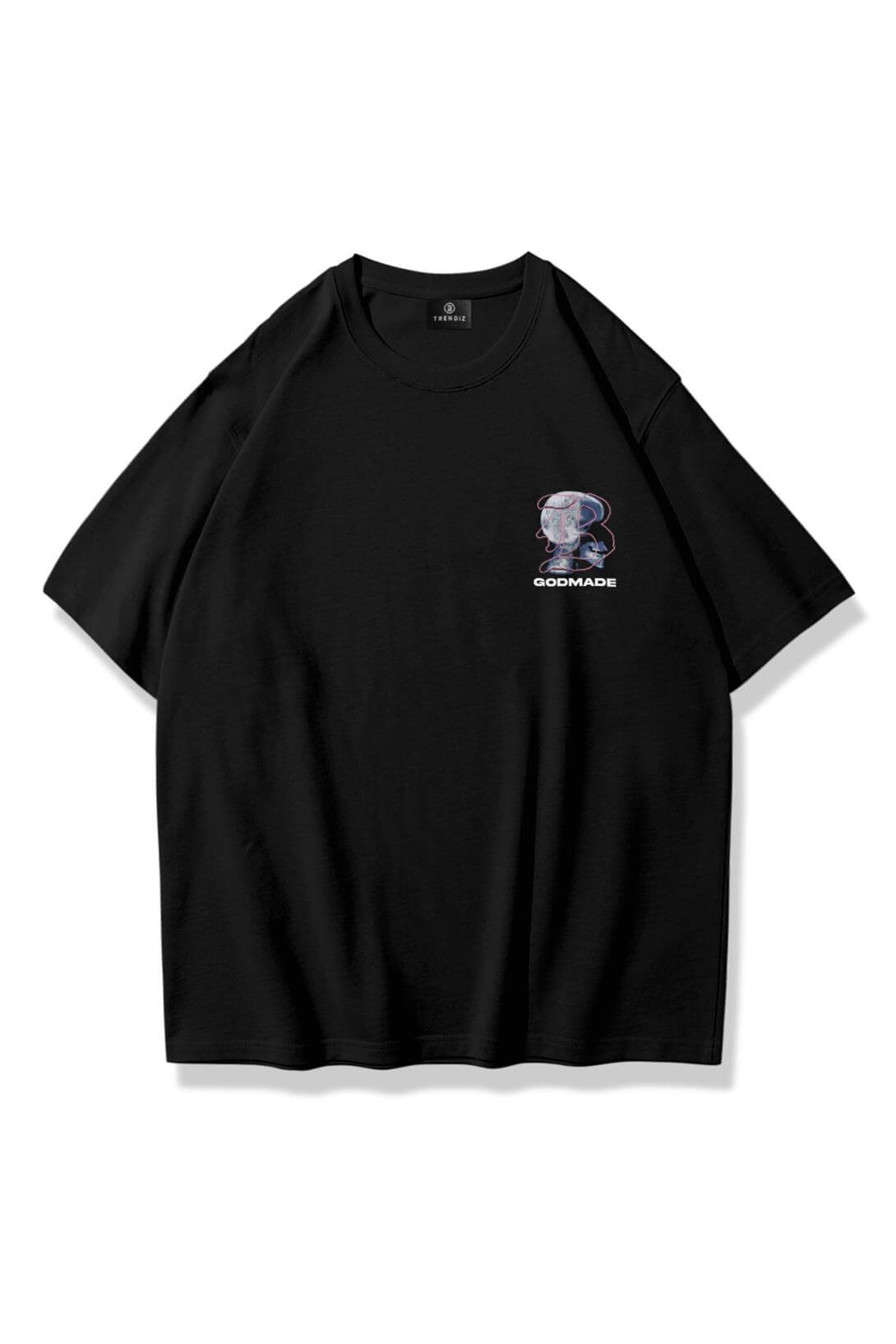 Unisex GodMade Skull Tshirt Siyah