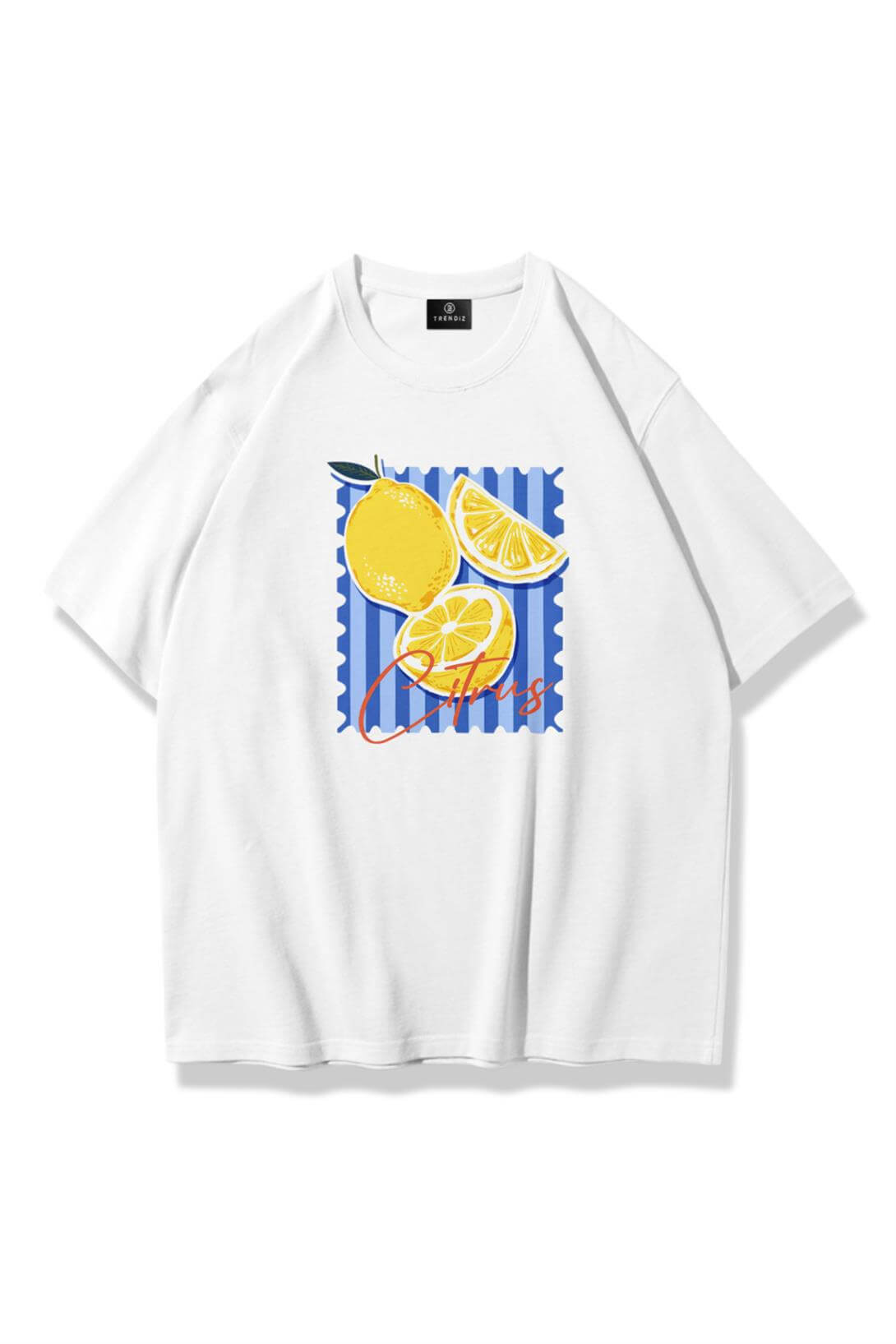 Unisex Citrus Tshirt Beyaz