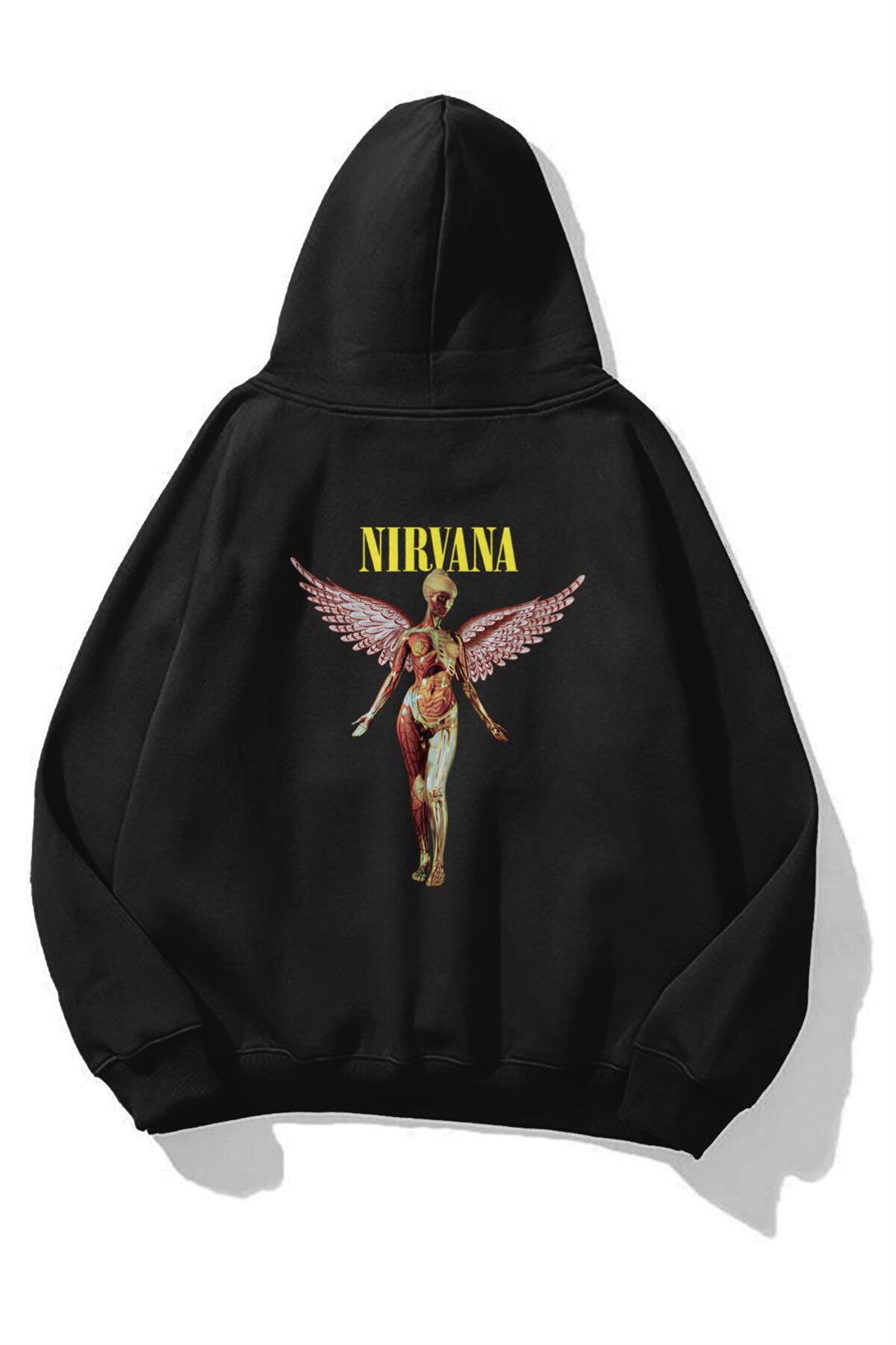 Unisex in Utero Nirvana Sweatshirt Siyah
