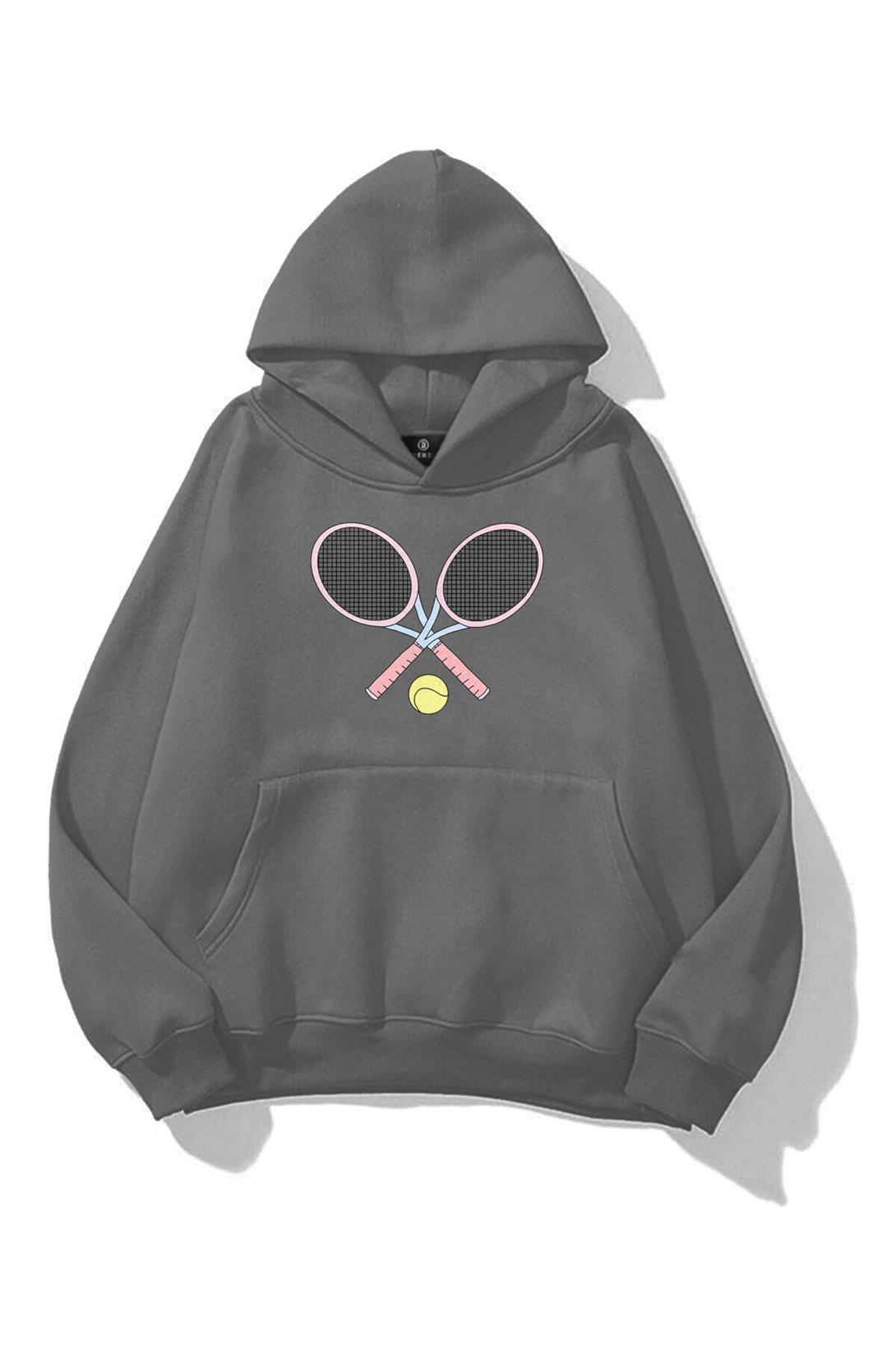 Kadın Pink Tennis Sweatshirt Antrasit