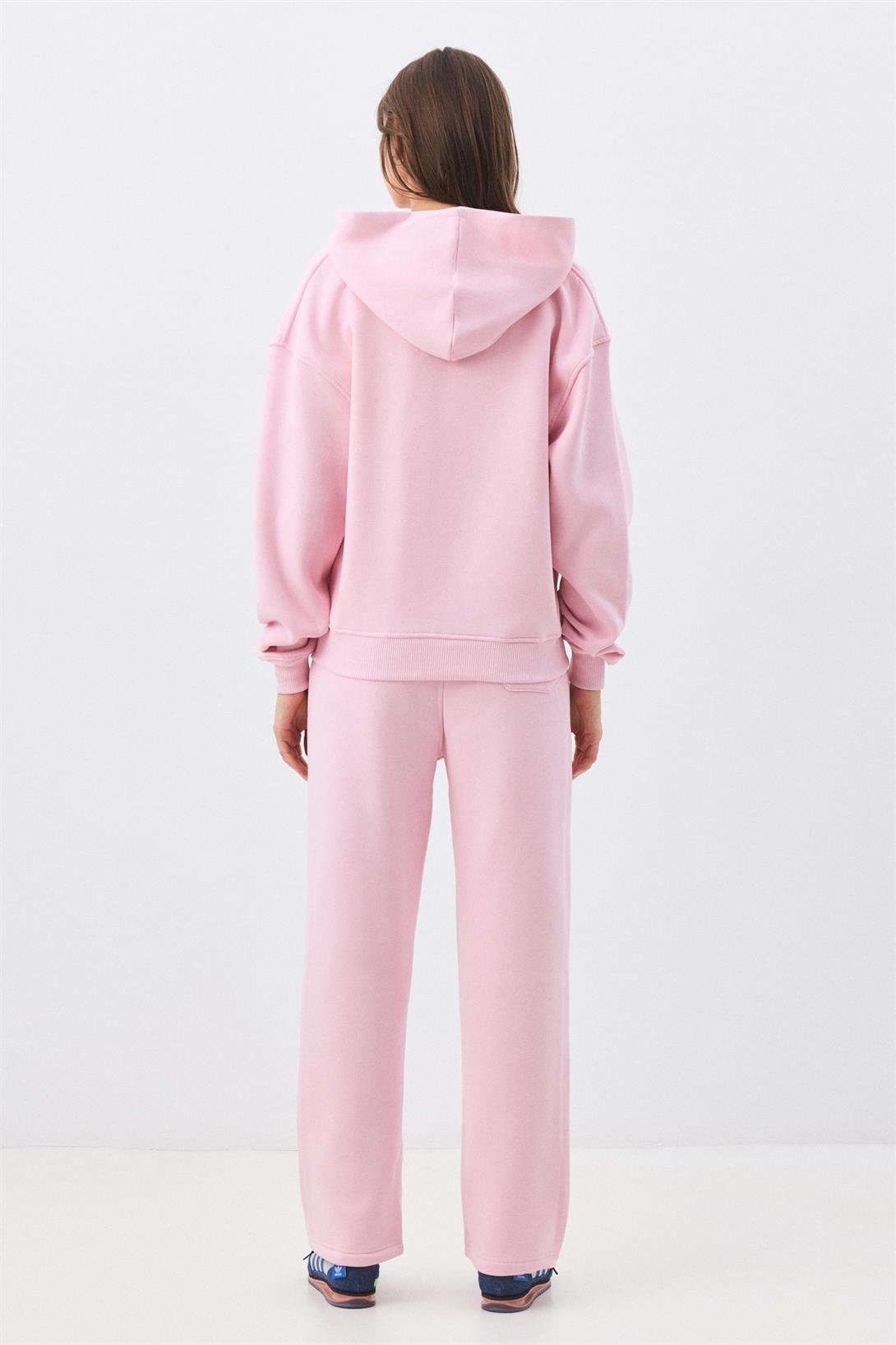 Kadın Premium Fermuarlı Kapşonlu Sweatshirt Pembe 2032