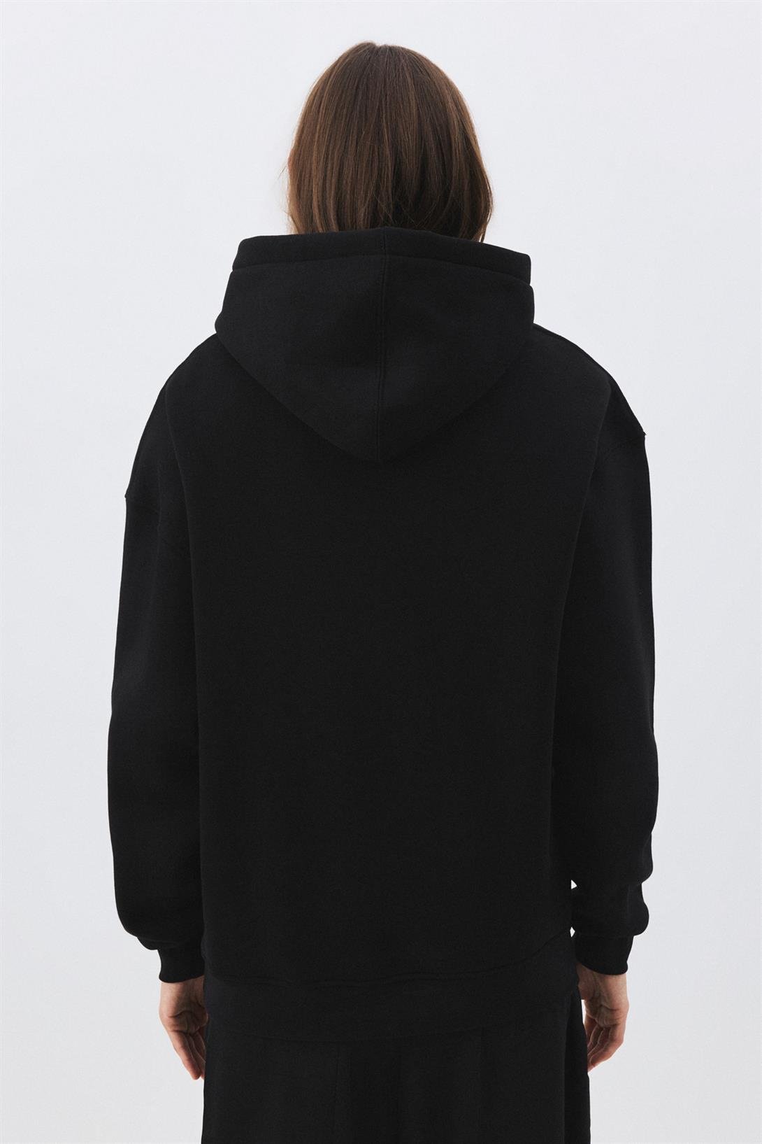 Unisex Teeth Taş Baskılı Sweatshirt Siyah