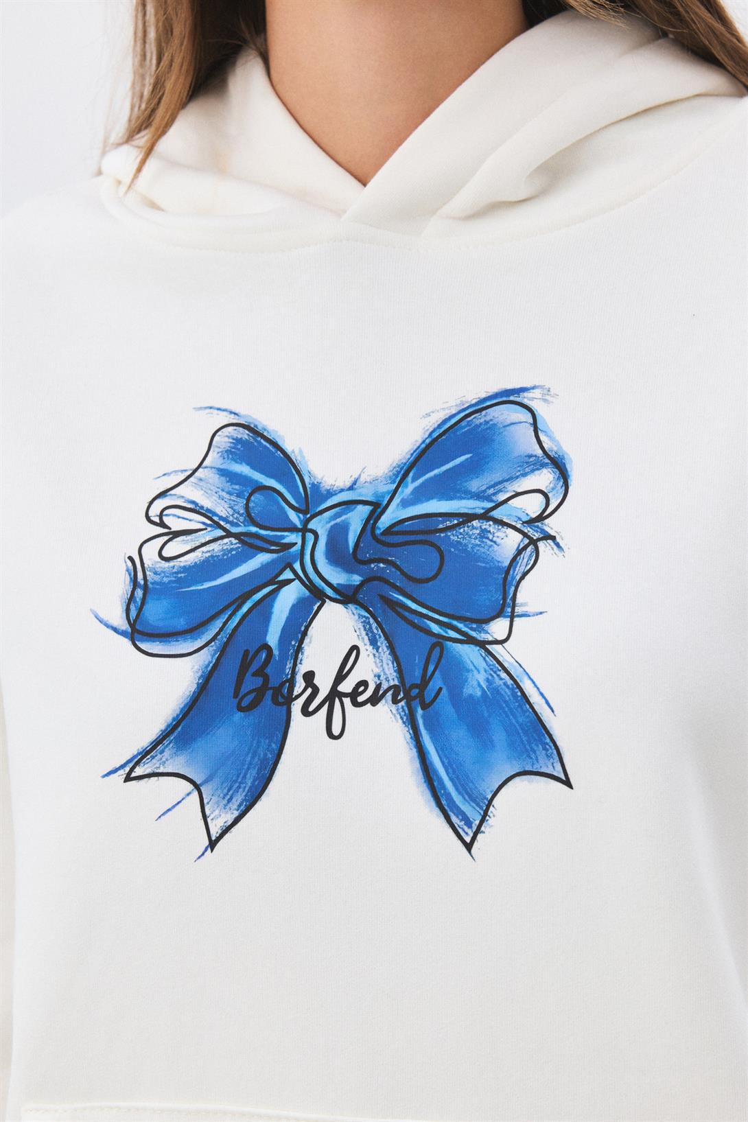 Kadın Borfend Sweatshirt Beyaz
