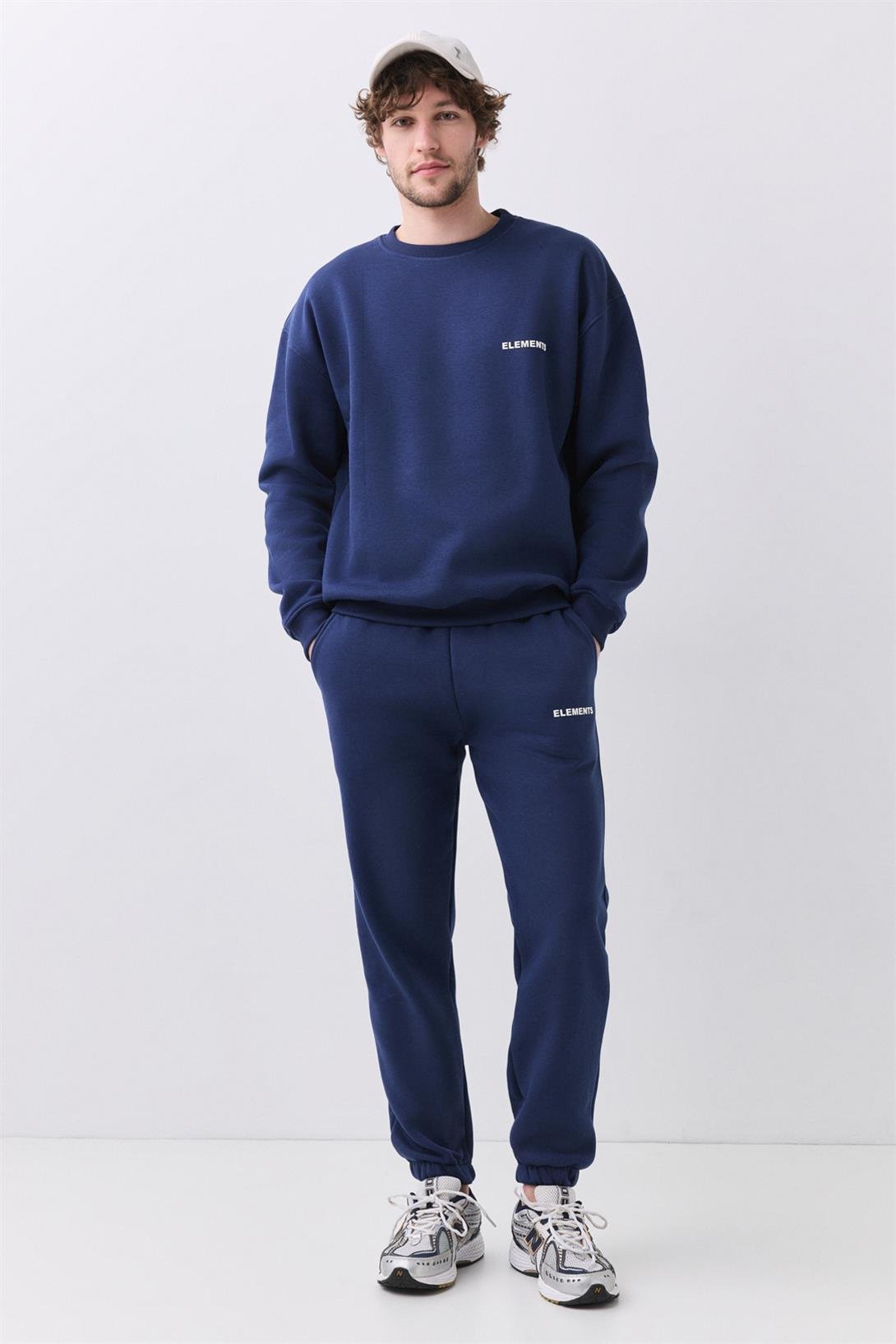 Erkek Elements Pamuklu Içi Polarlı  Relaxed Eşofman Takımı İndigo 2031