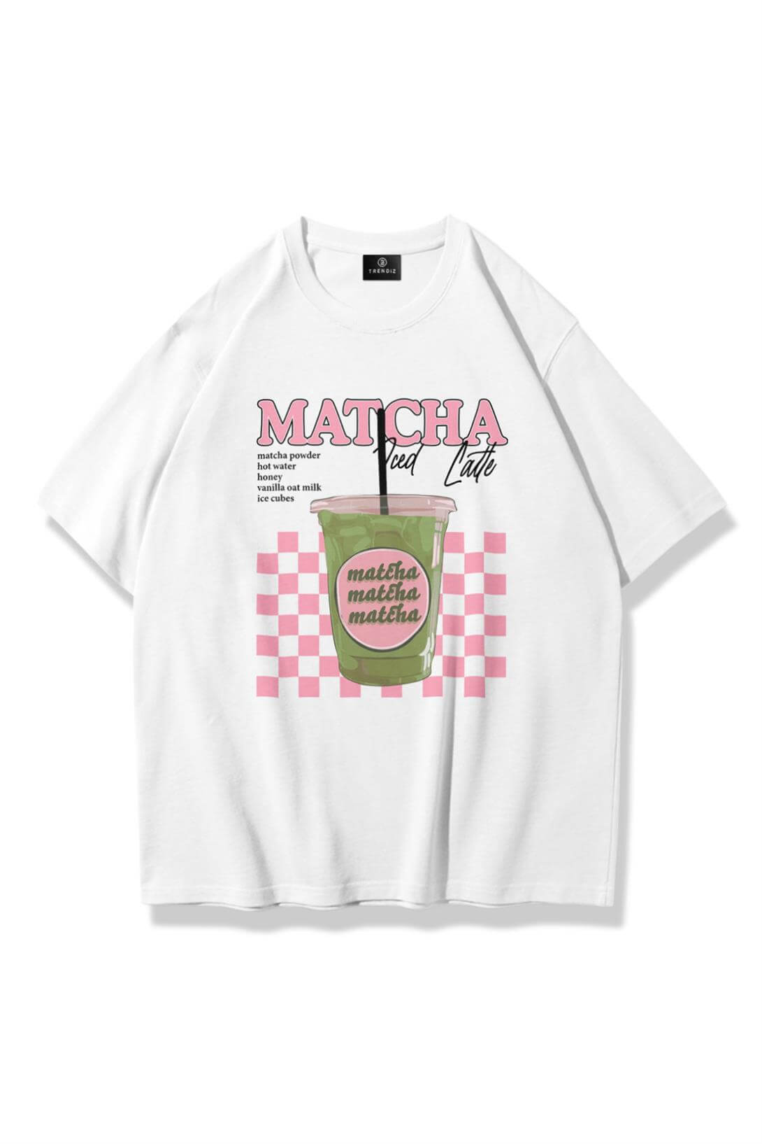 Kadın Matcha iced Latte Tshirt Beyaz