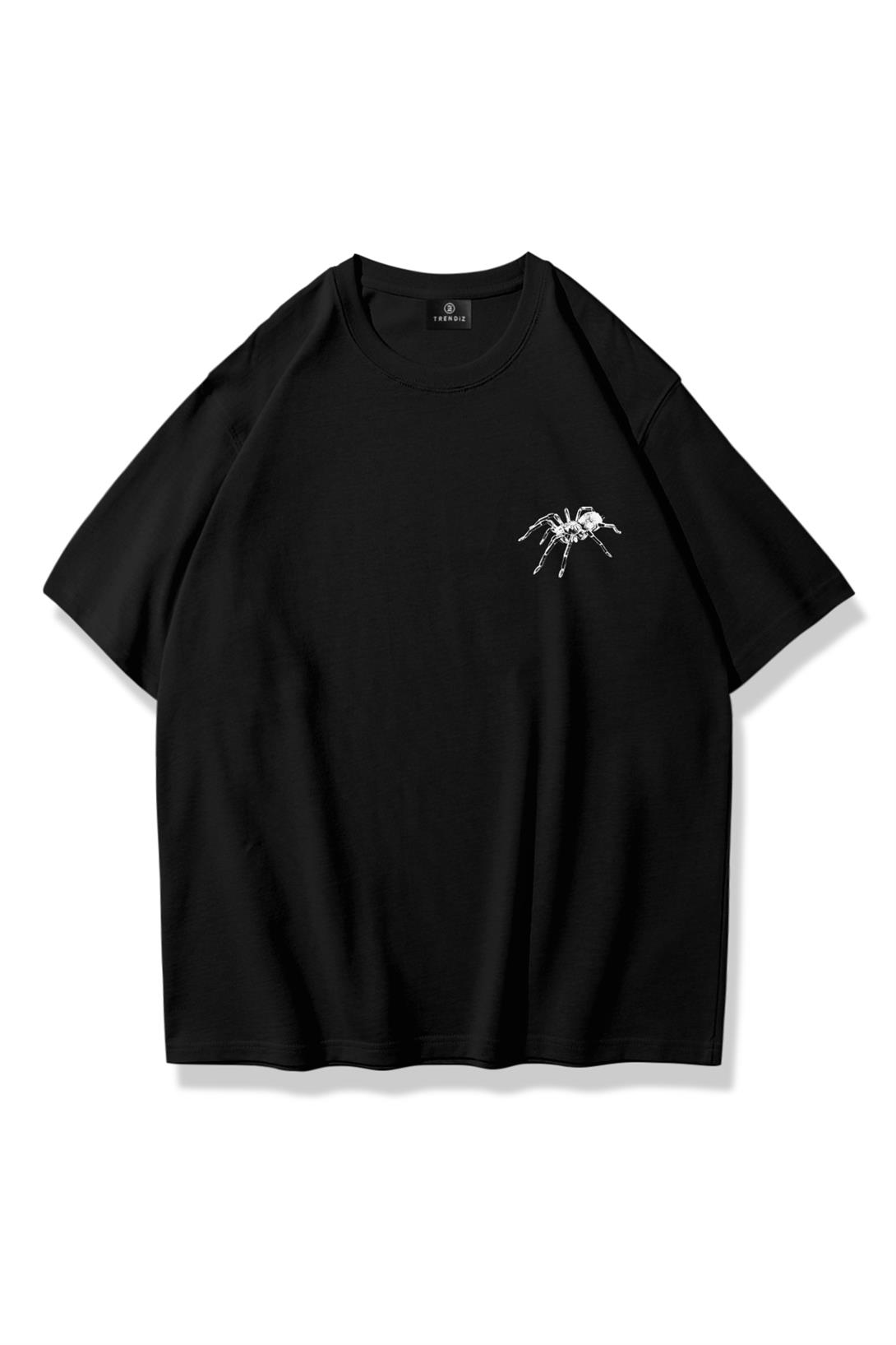 Unisex Bloza Spider Tshirt Siyah