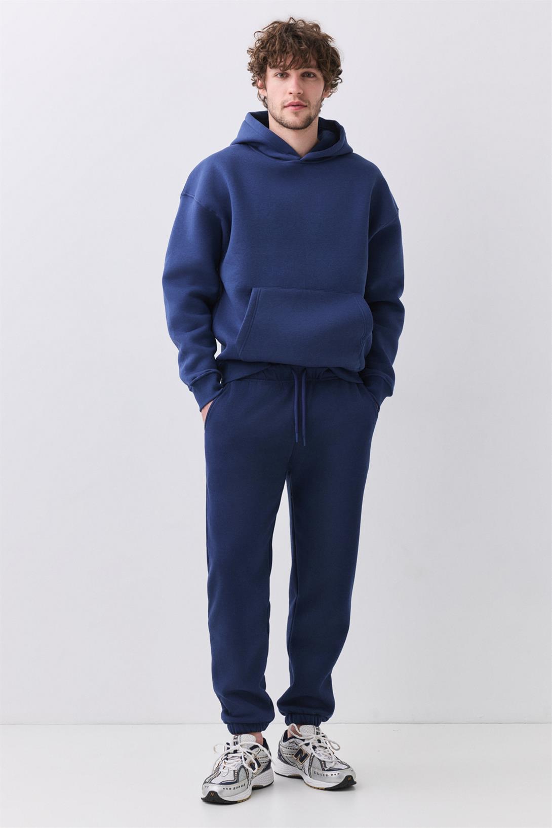 Unisex Regular Fit Rahat Kesim Lastikli Paça Eşofman Altı İndigo 2065