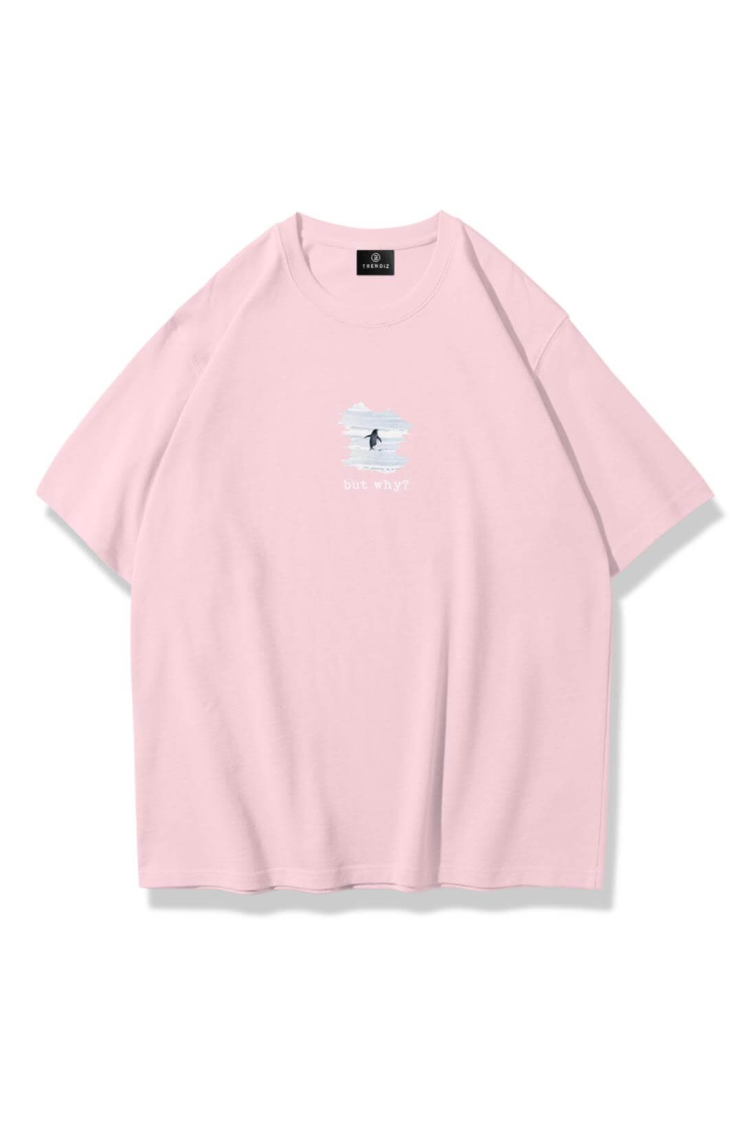 Unisex Lone Penguin Tshirt Pembe