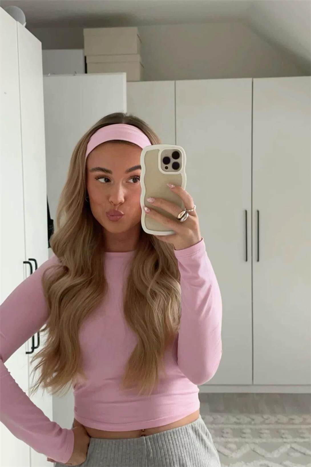 Kadın 2li Pamuklu Esnek Bandana Seti Pembe Kahverengi