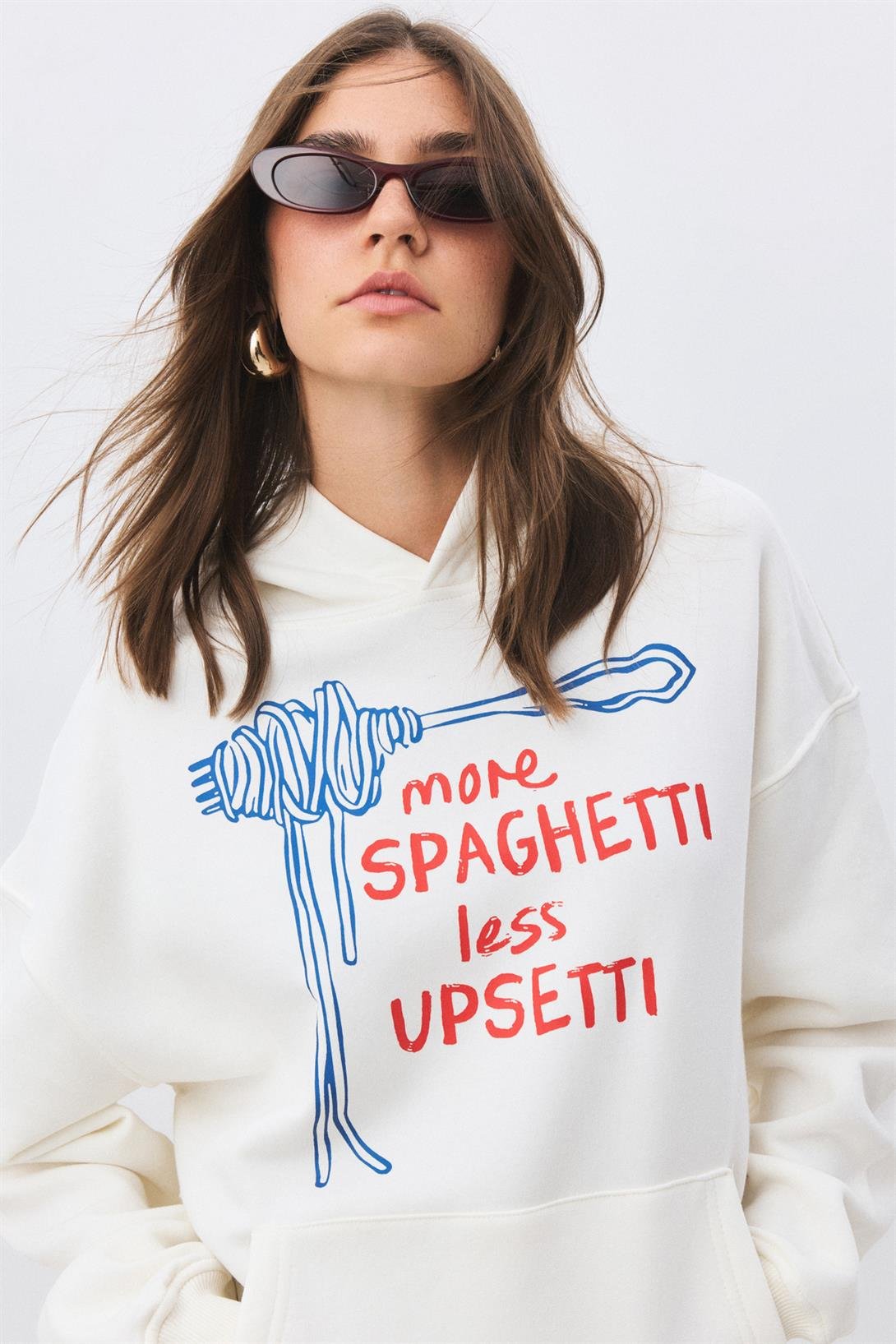 Kadın More Spaghetti Sweatshirt Beyaz