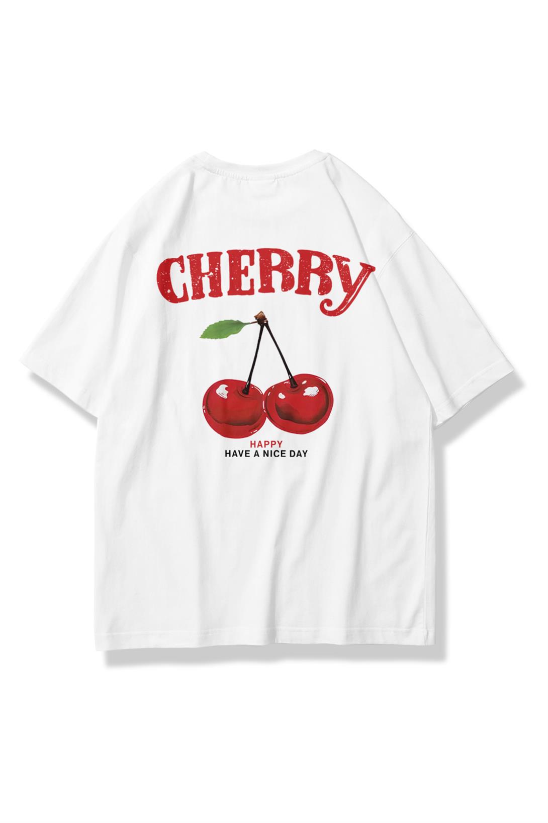 Kadın Happy Cherry Tshirt Beyaz