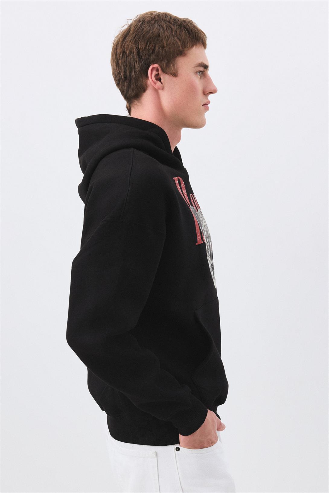 Unisex Rough Leopar Sweatshirt Siyah