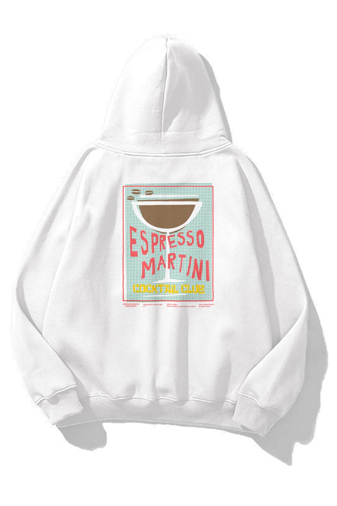 Unisex Espresso Martini Poster Sweatshirt Beyaz