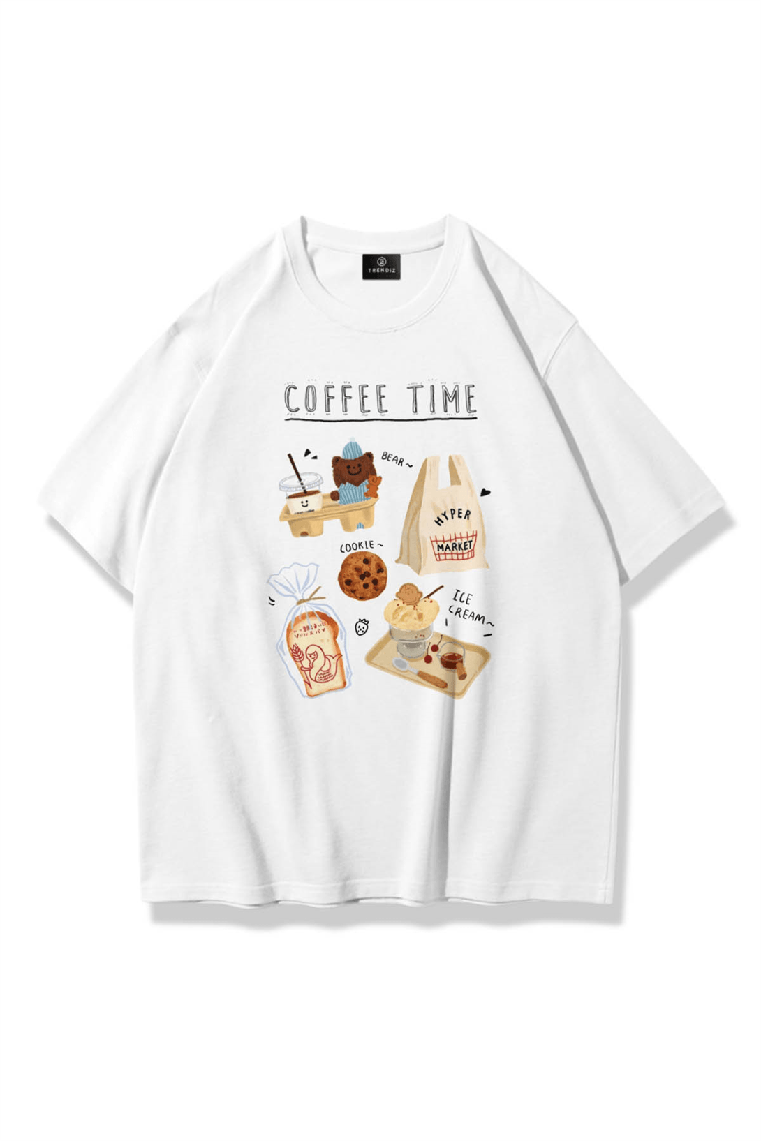Unisex Coffee Time Tshirt Beyaz