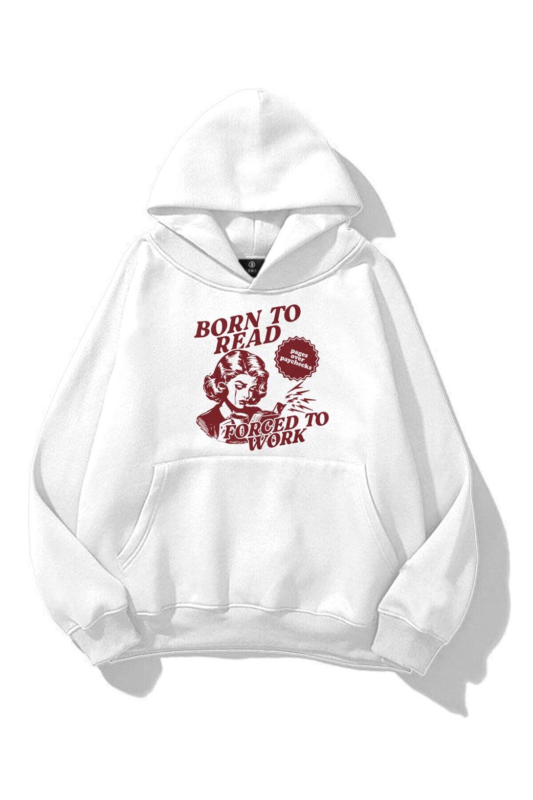 Kadın Born to Read Sweatshirt Beyaz