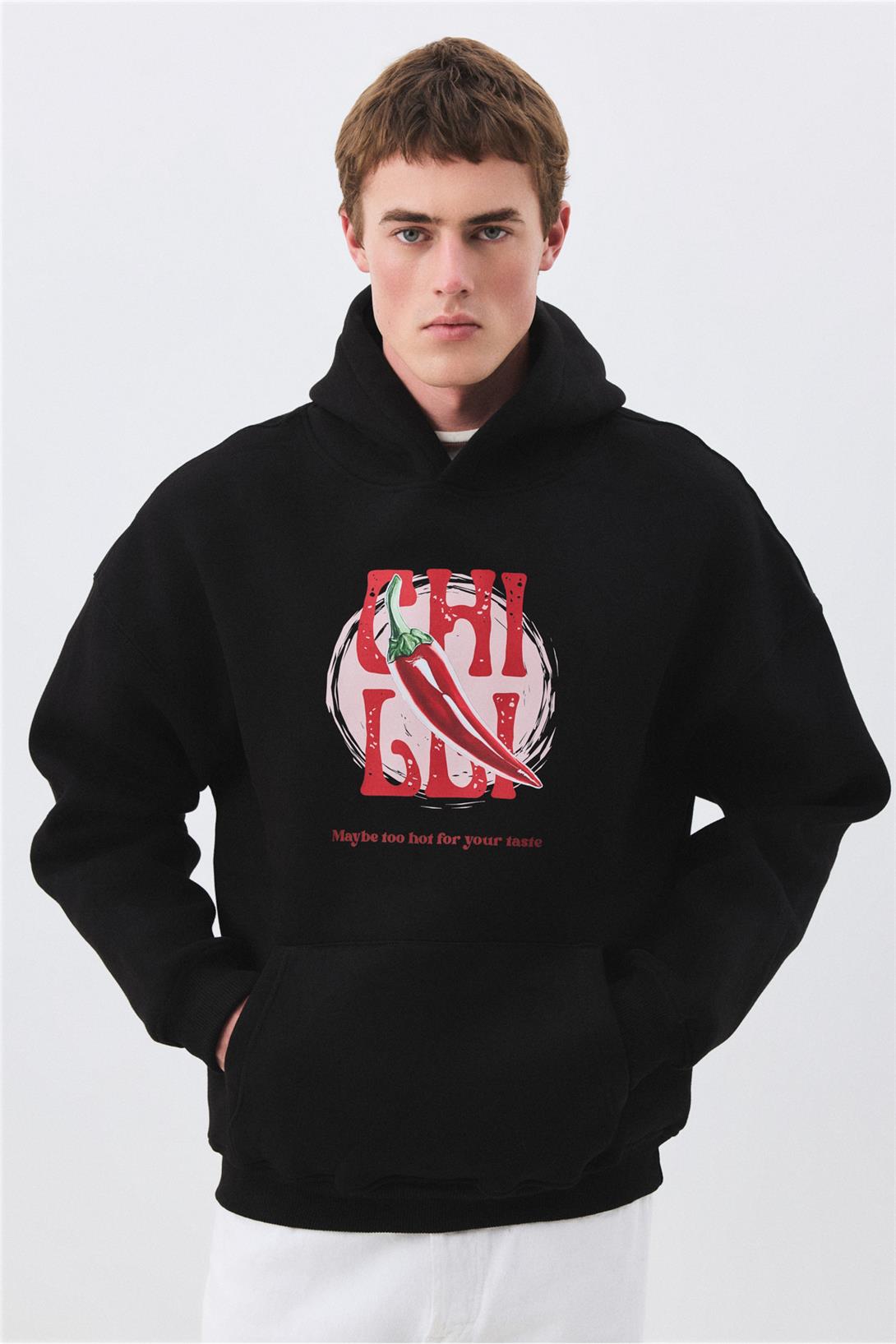 Unisex Chilli too Hot For Your Taste Sweatshirt Siyah