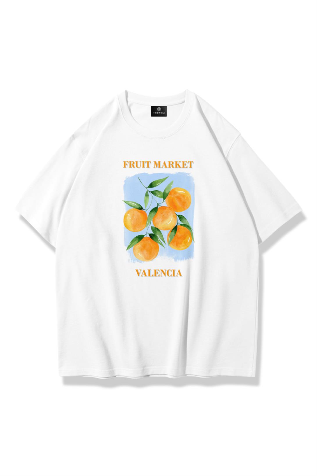 Unisex Fruit Market Tshirt Beyaz