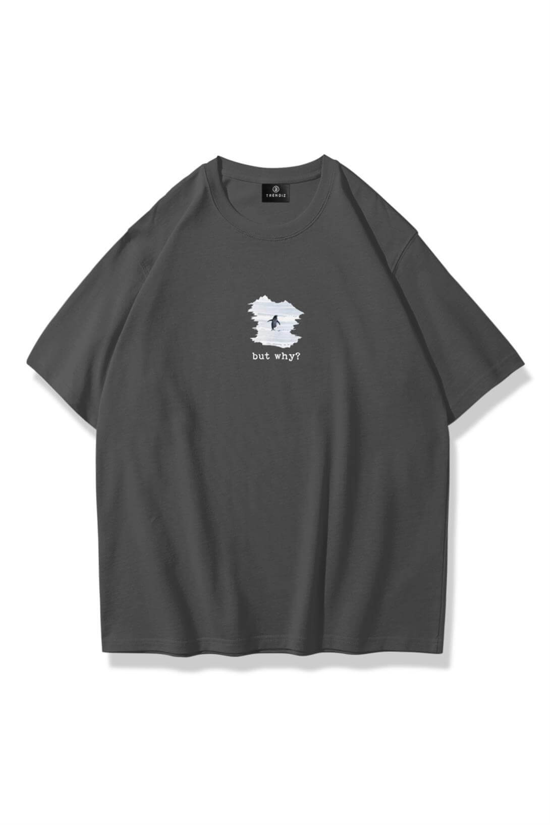 Unisex Lone Penguin Tshirt Antrasit