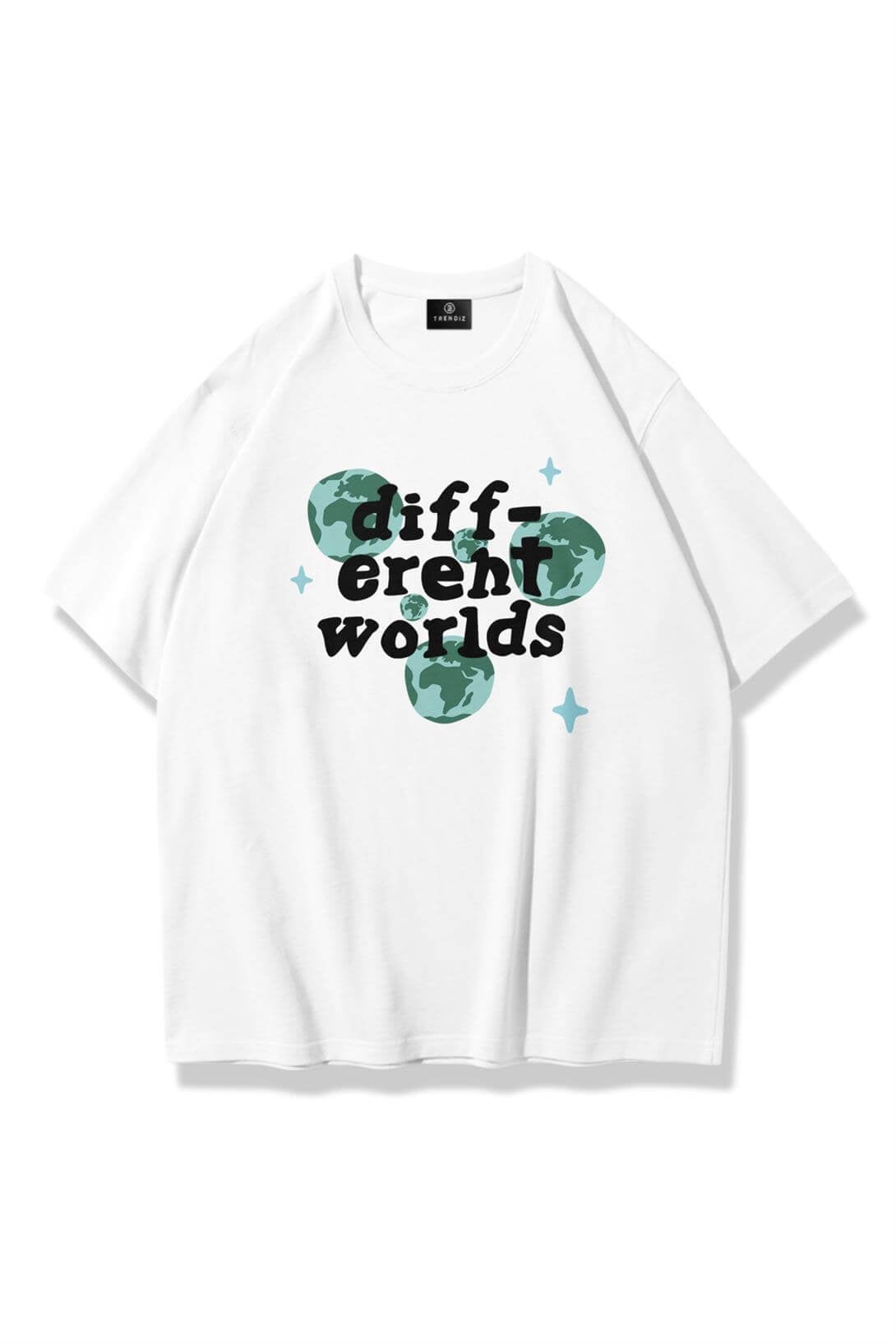 Unisex Different Worlds Tshirt Beyaz 