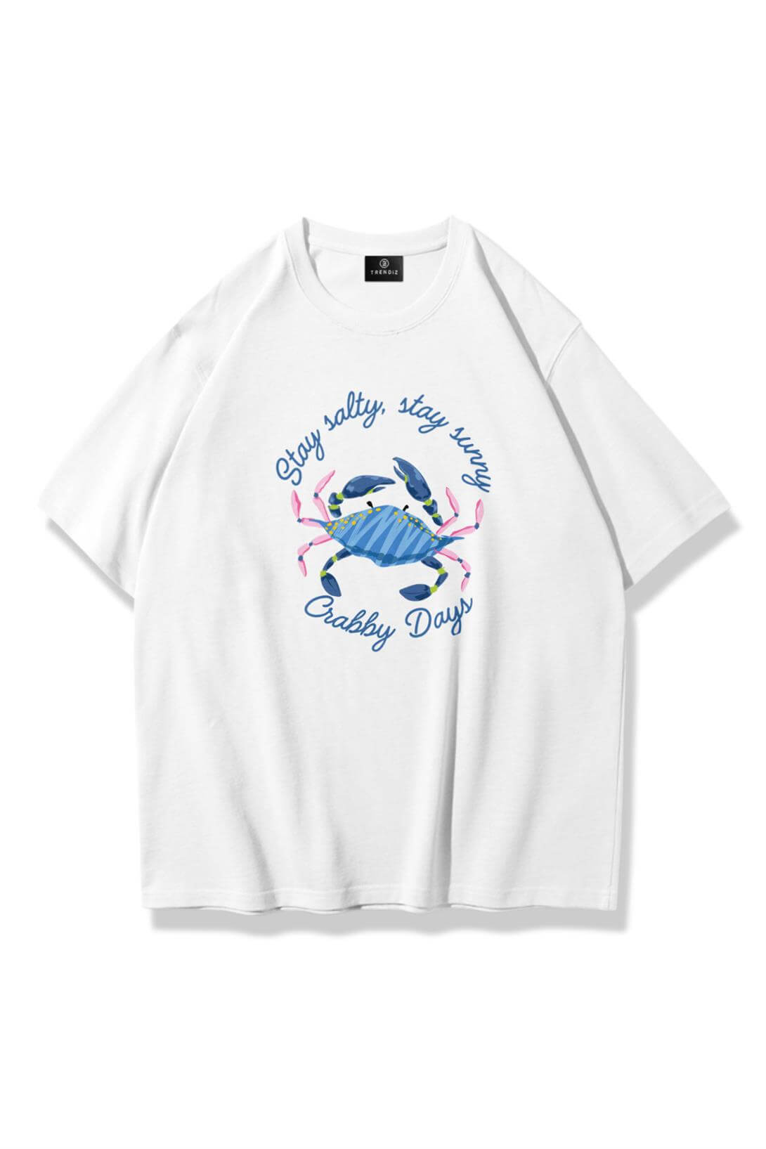 Unisex Crabby Days Tshirt Beyaz