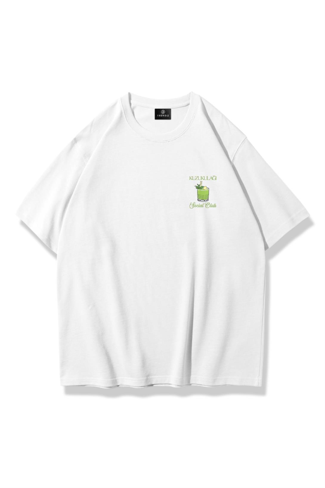 Unisex Kuzu Kulağı Tshirt Beyaz