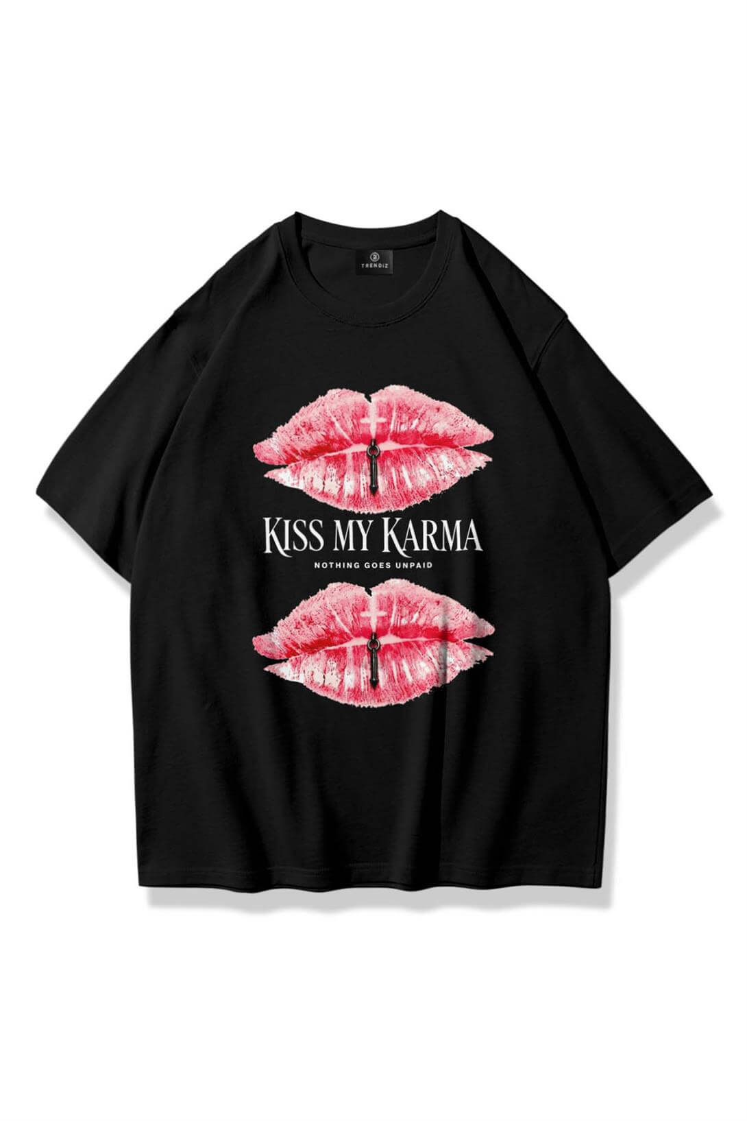 Kadın Kiss My Karma Tshirt Siyah