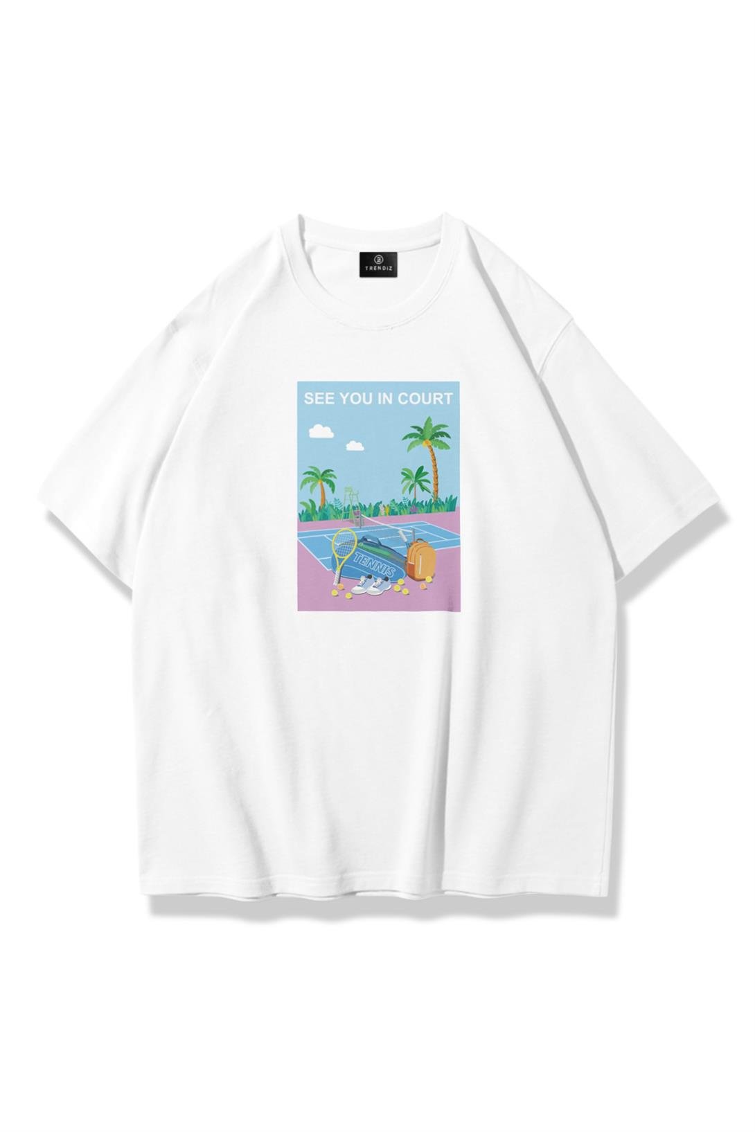 Unisex See You in Court Tshirt Beyaz