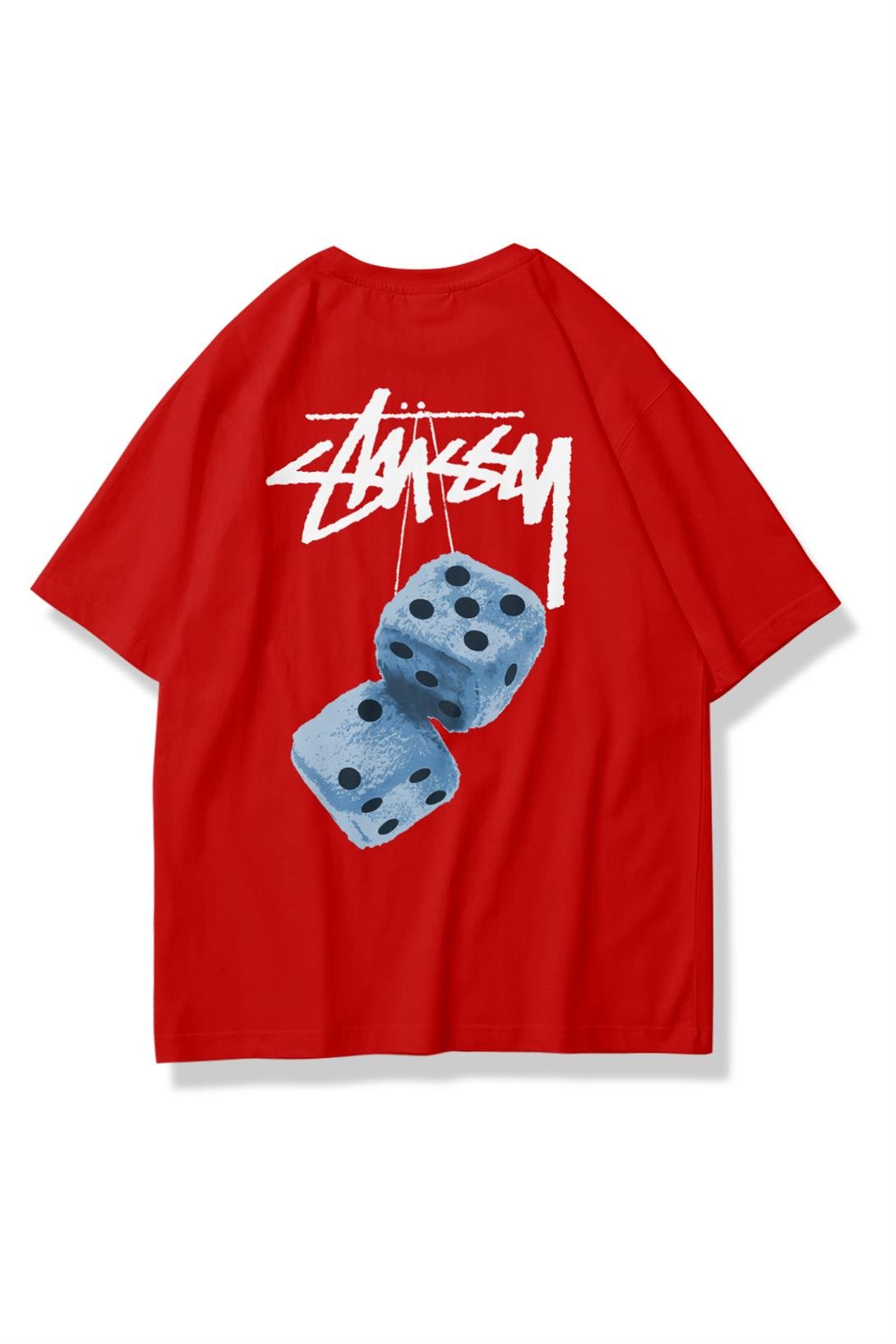Unisex Stüssy Zar Tshirt Kırmızı