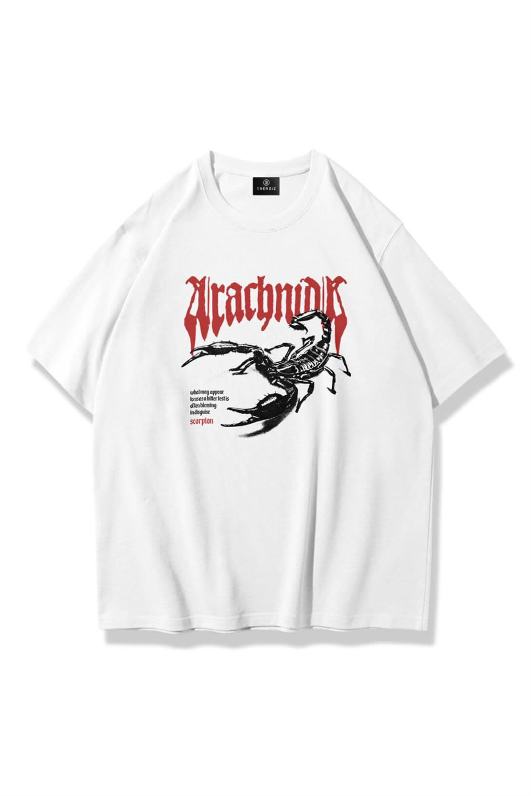 Unisex Arachnoid Scorpion Tshirt Beyaz