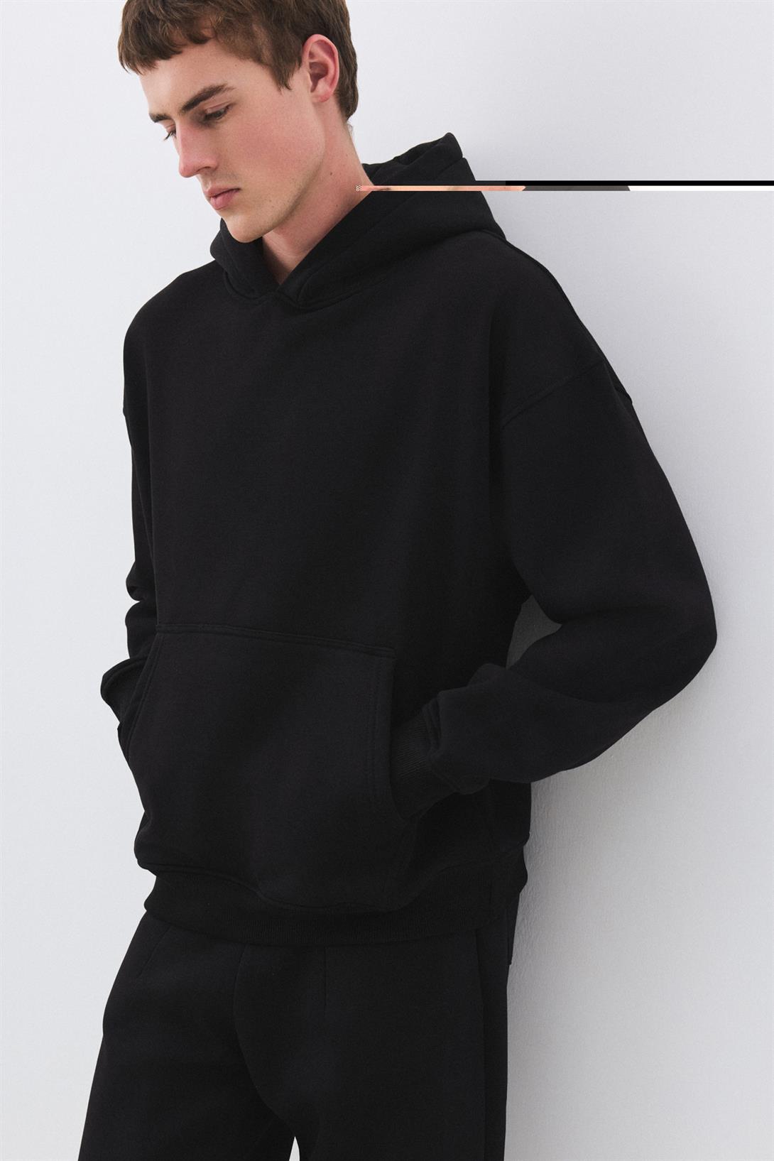 Erkek Premium Kapşonlu Cep Detaylı Eşofman Takımı Siyah 2033