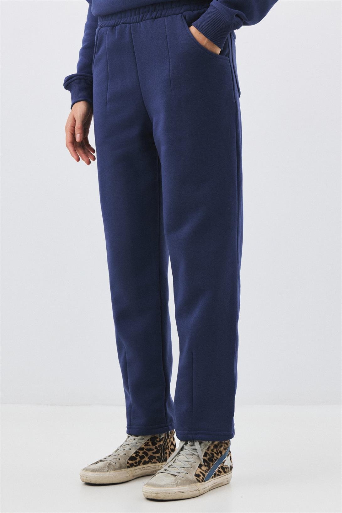 Kadın Premium Cep Detaylı Eşofman Altı İndigo 2033