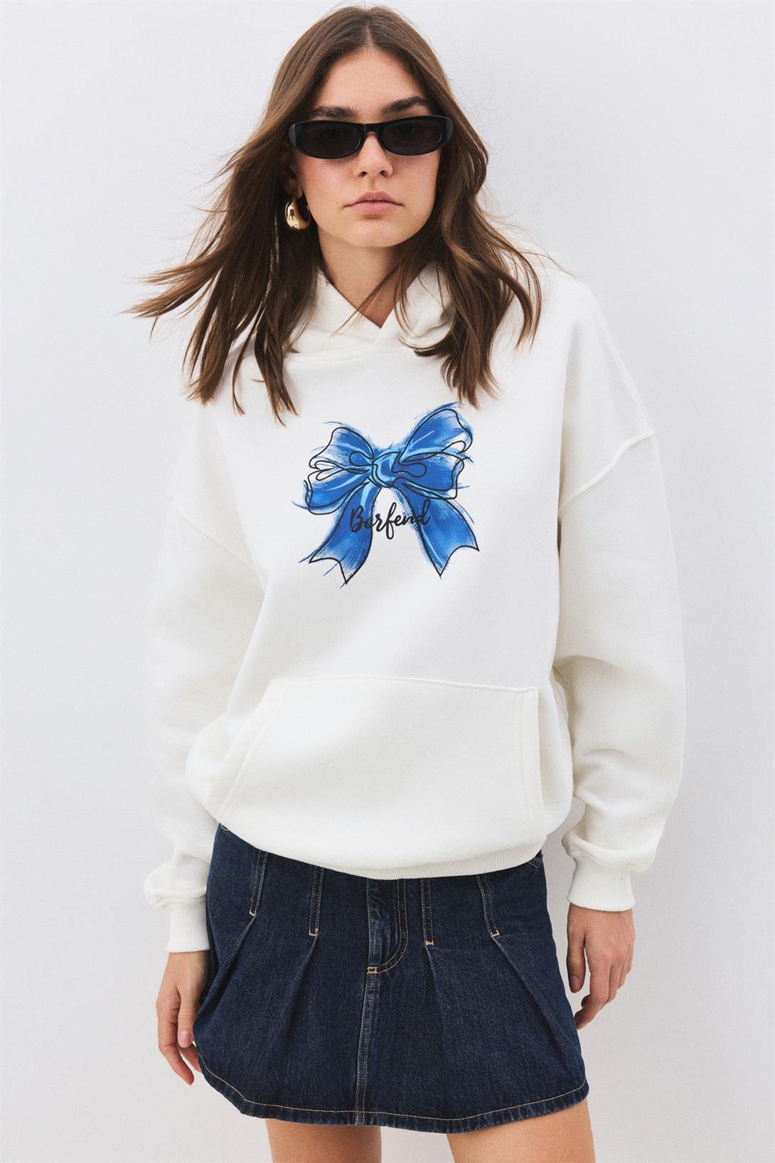 Kadın Borfend Sweatshirt Beyaz