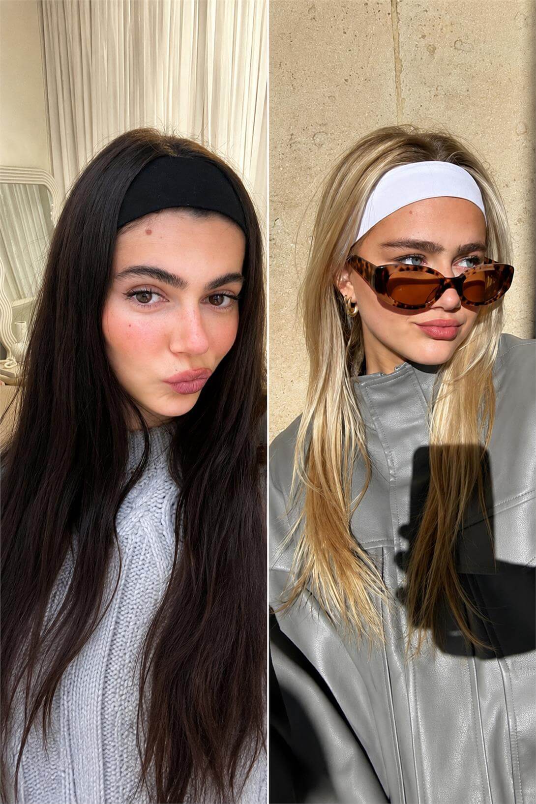 Kadın 2li Pamuklu Esnek Bandana Seti Siyah Beyaz
