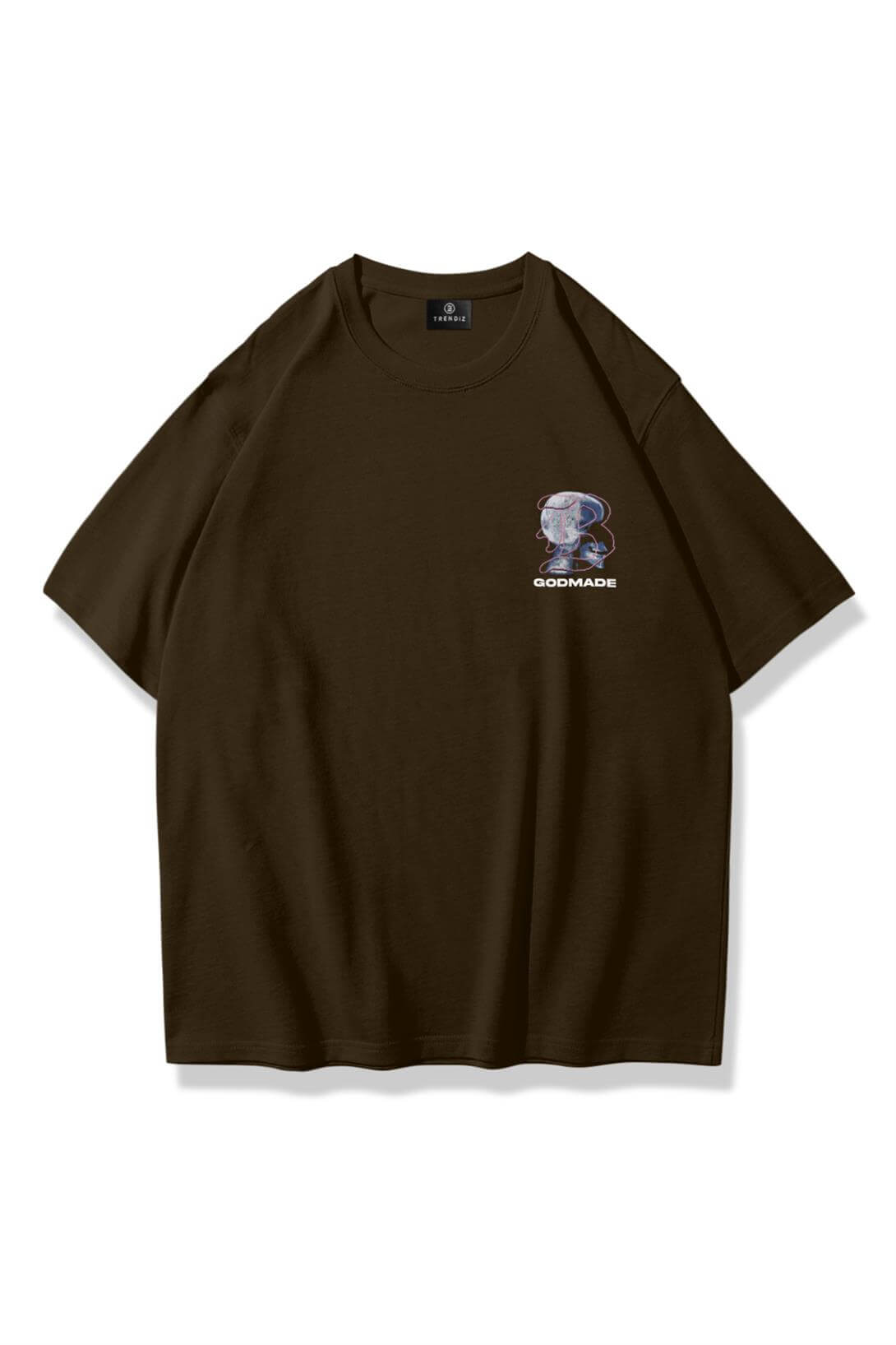 Unisex GodMade Skull Tshirt Kahve