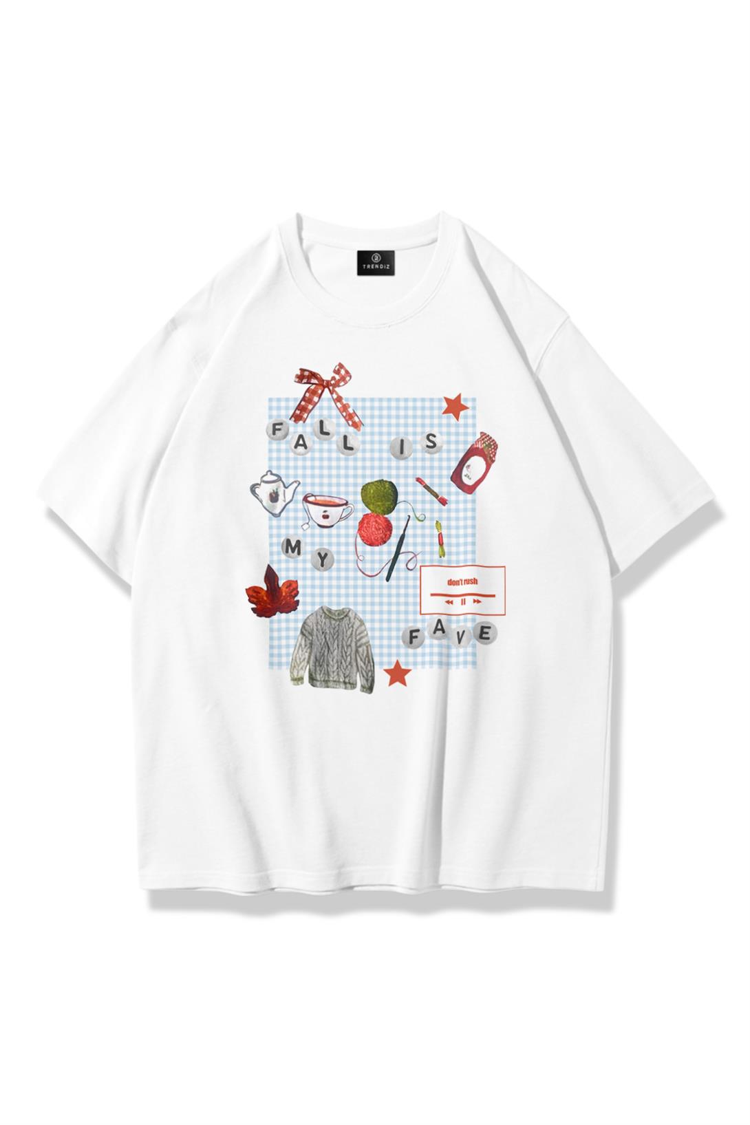 Kadın Fall is My Fave Tshirt Beyaz