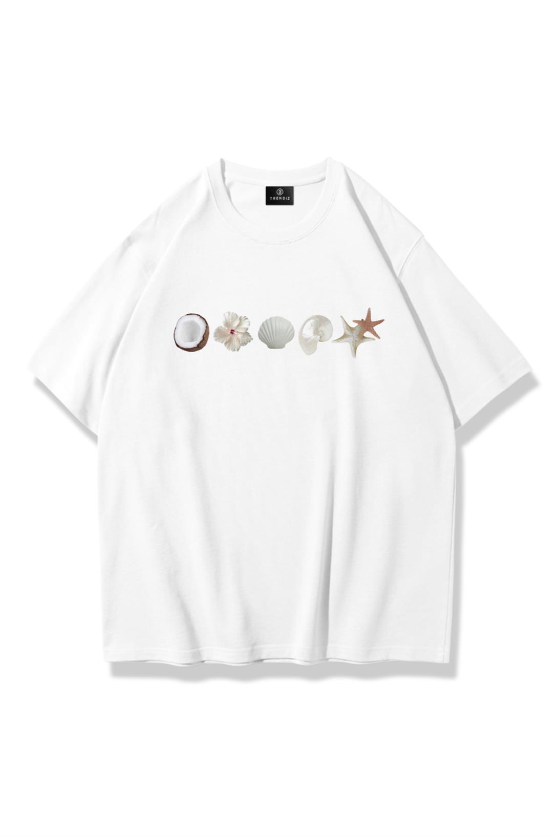 Kadın Sea Shells Tshirt Beyaz