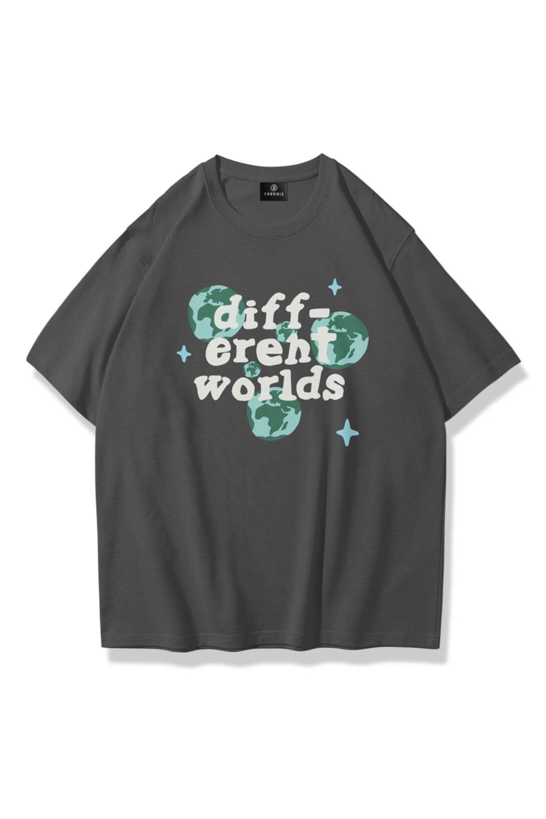 Unisex Different Worlds Tshirt Antrasit 