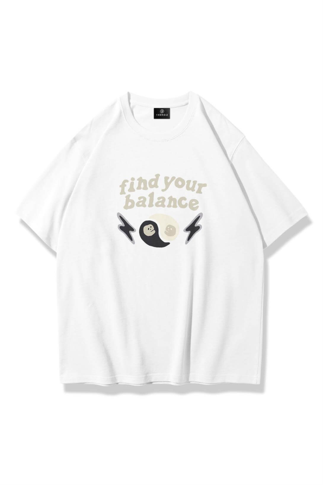 Unisex Find Your Balance Tshirt Beyaz