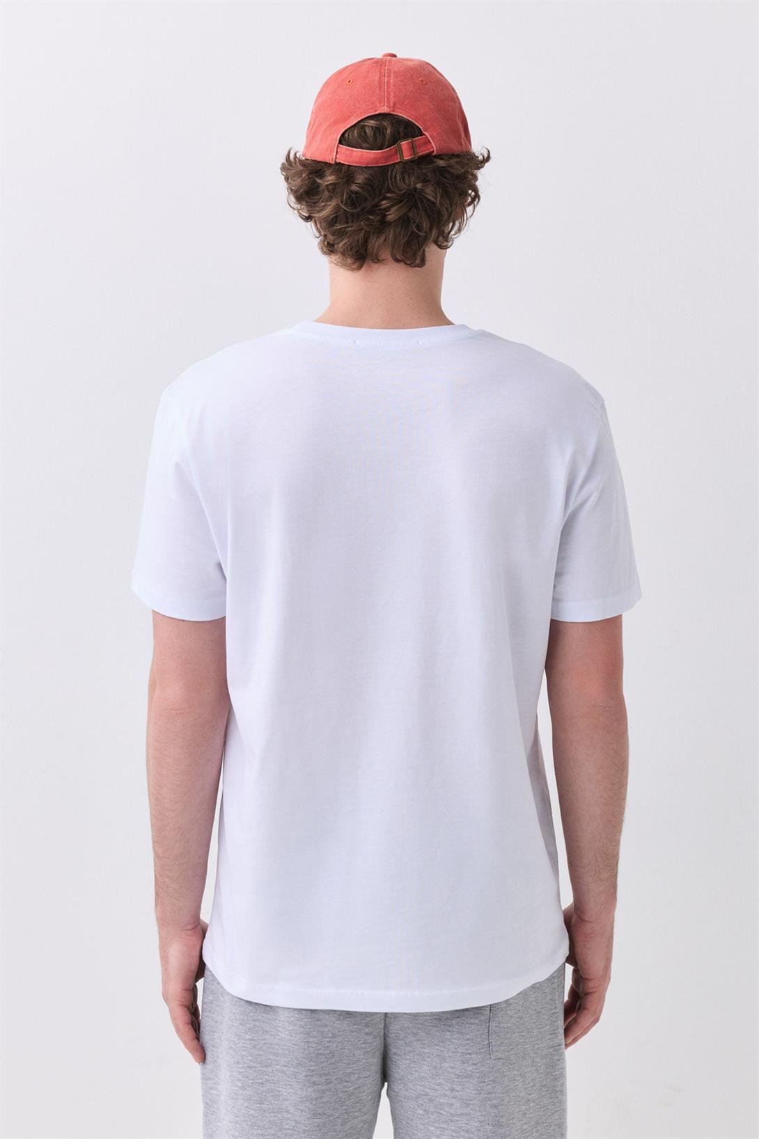 Erkek %100 Pamuk Basic Tshirt Beyaz 2091