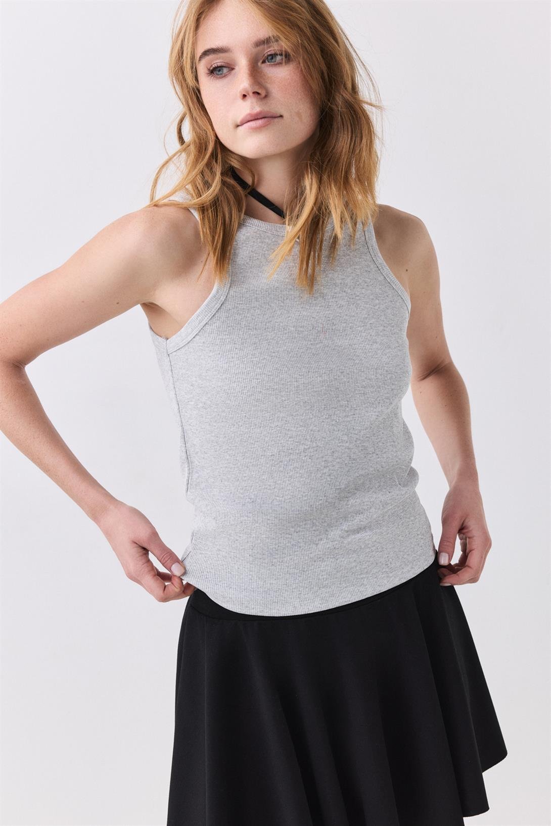 Kadın Pamuklu Askılı Halter Yaka Basic Atlet Grimelanj 9011