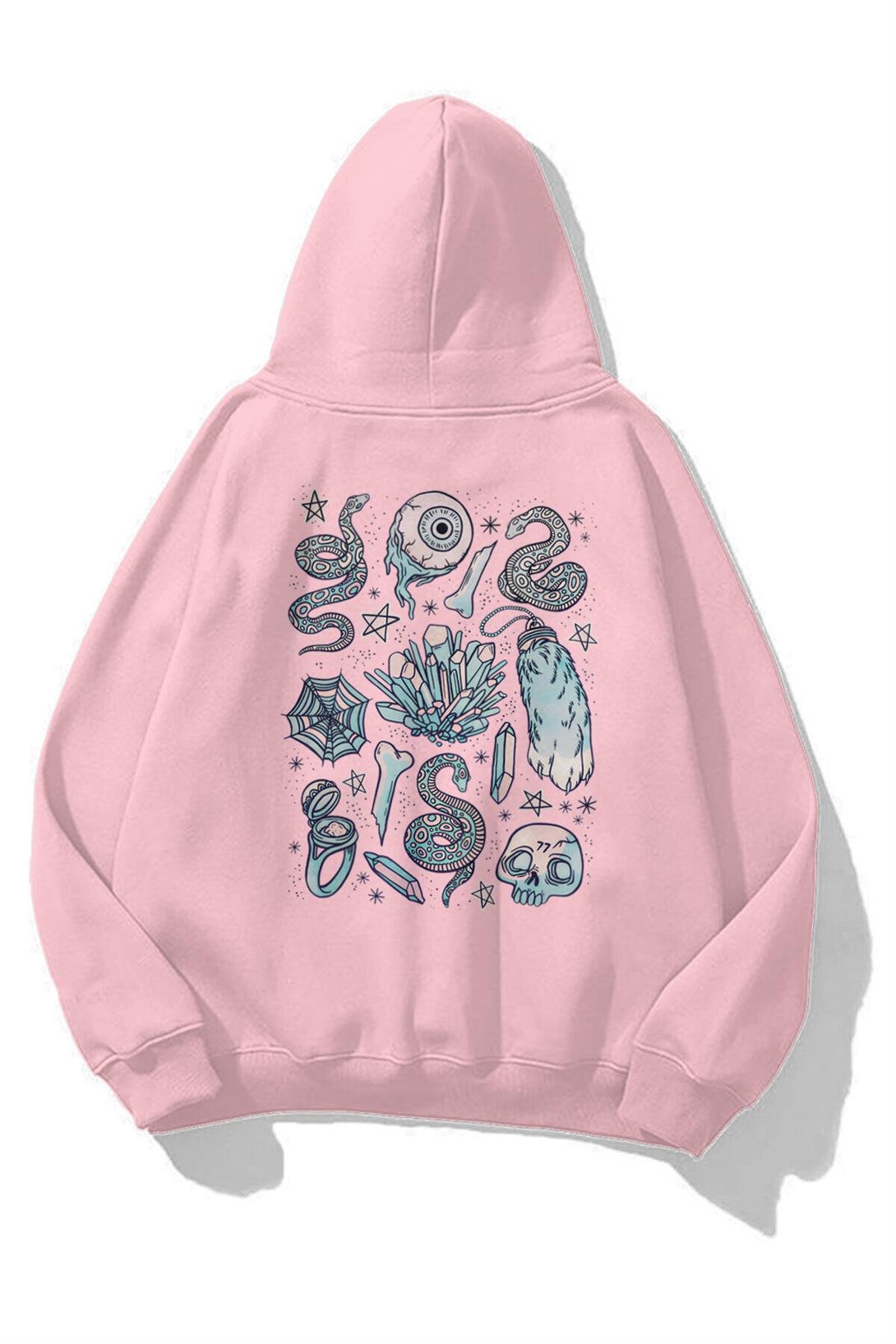 Kadın Tattoo Sweatshirt Pembe