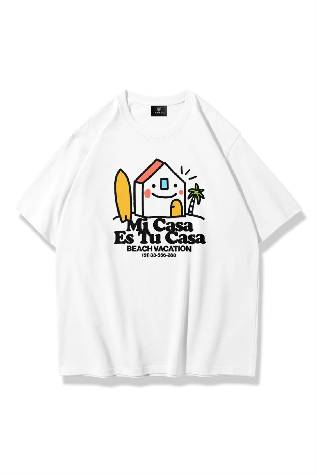 Unisex Mi casa es tu casa Tshirt Beyaz