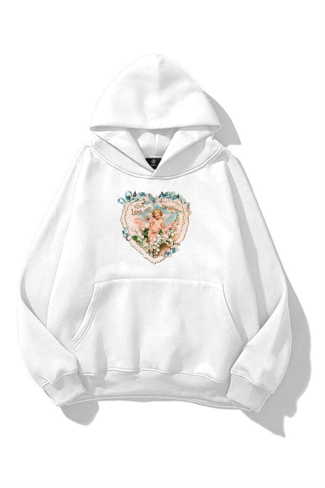 Kadın with Love and Devotion Sweatshirt Beyaz