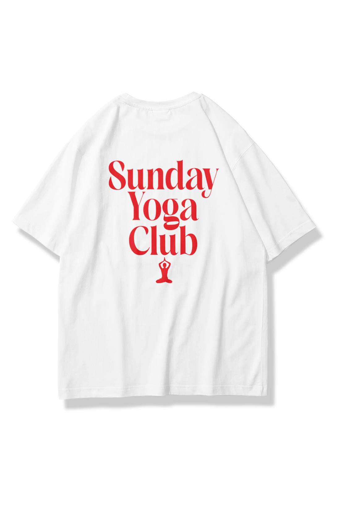 Kadın Sunday Yoga Club Tshirt Beyaz