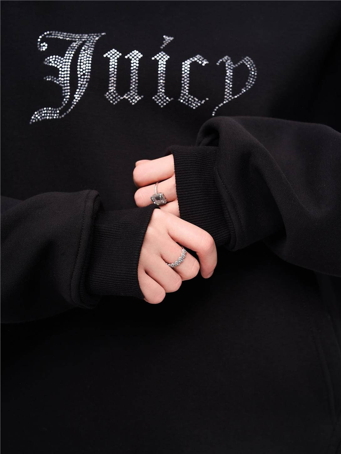 Unisex Juiciy Taş Baskılı Sweatshirt Siyah