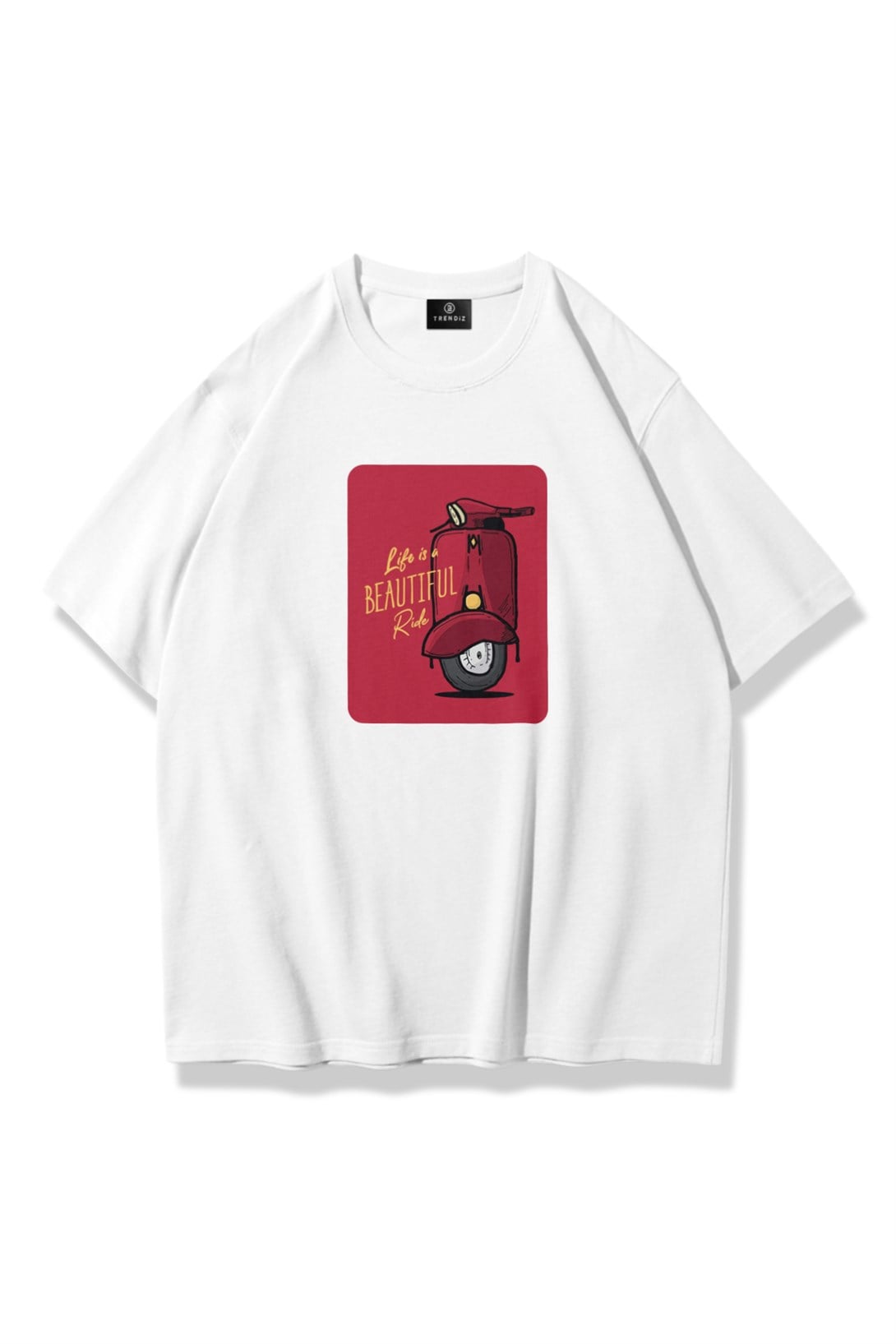 Unisex Life is a Beautiful Ride Tshirt Beyaz