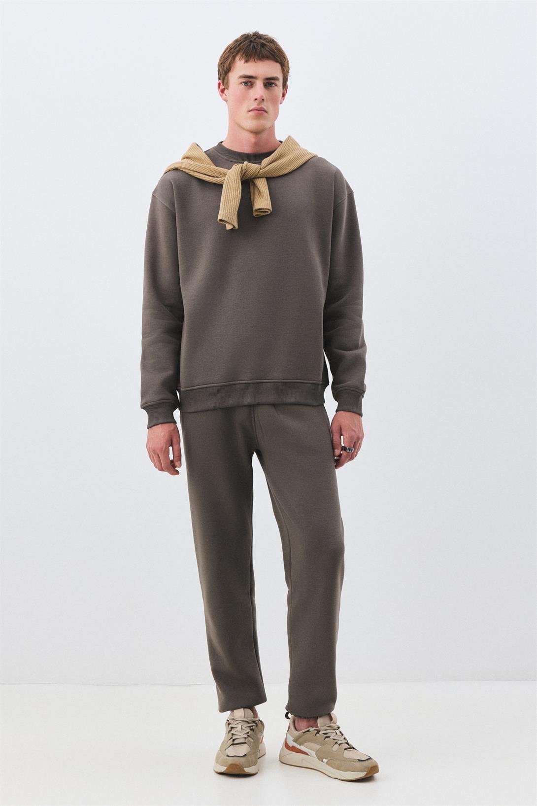 Erkek Premium Bisiklet Yaka Eşofman Takımı Antrasit 2031