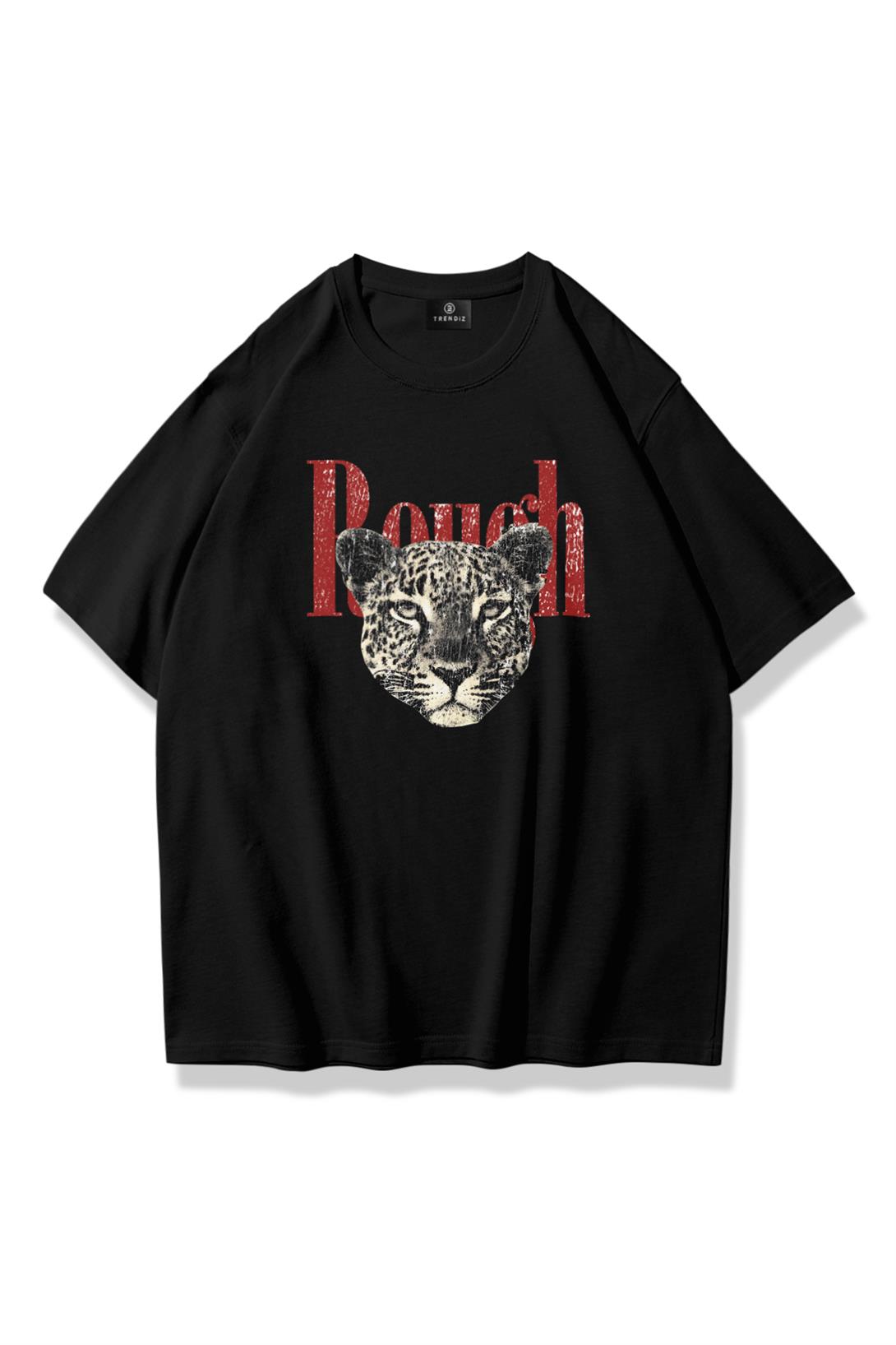 Unisex Rough Leopar Tshirt Siyah